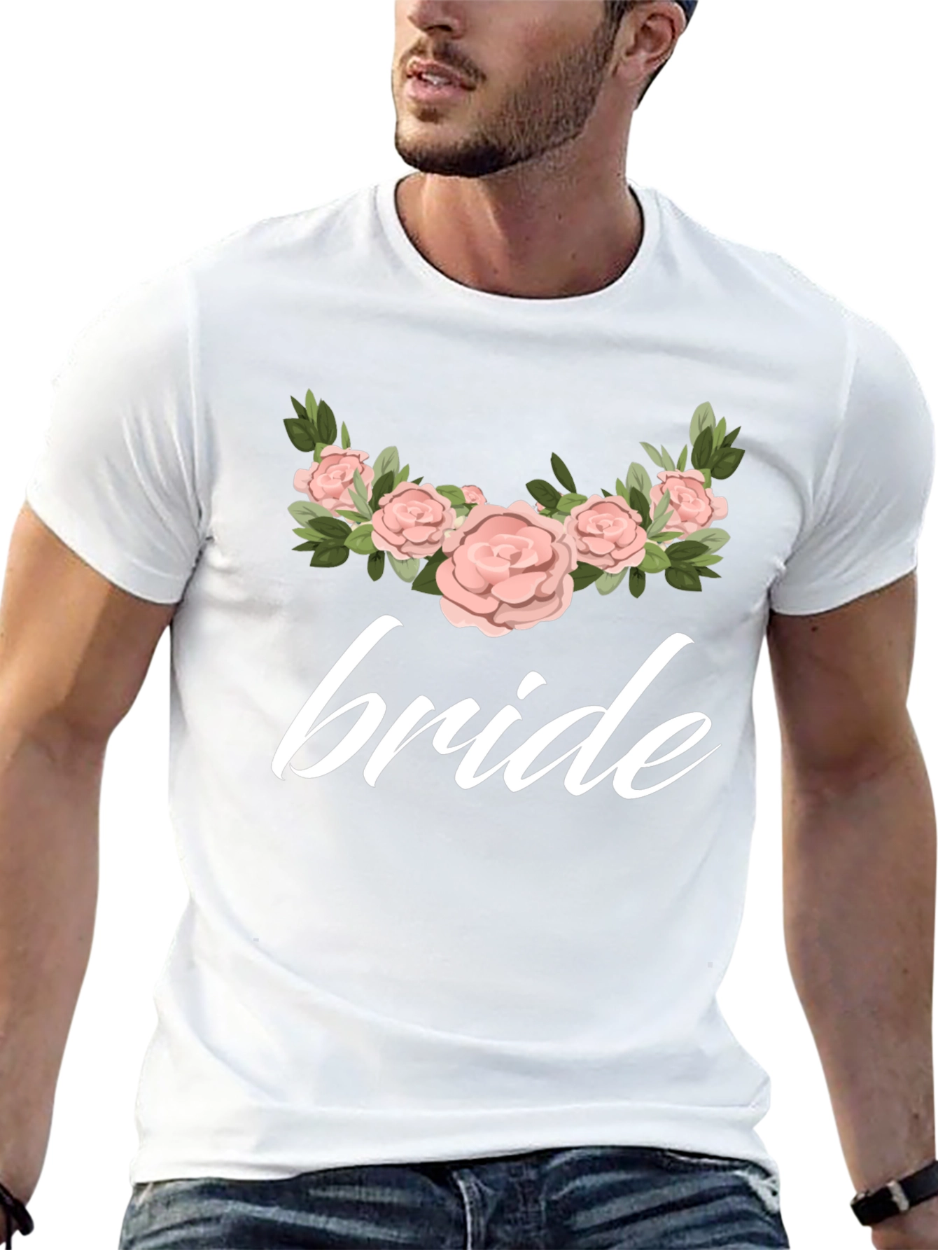 Bride Floral Graphic Black T-Shirt