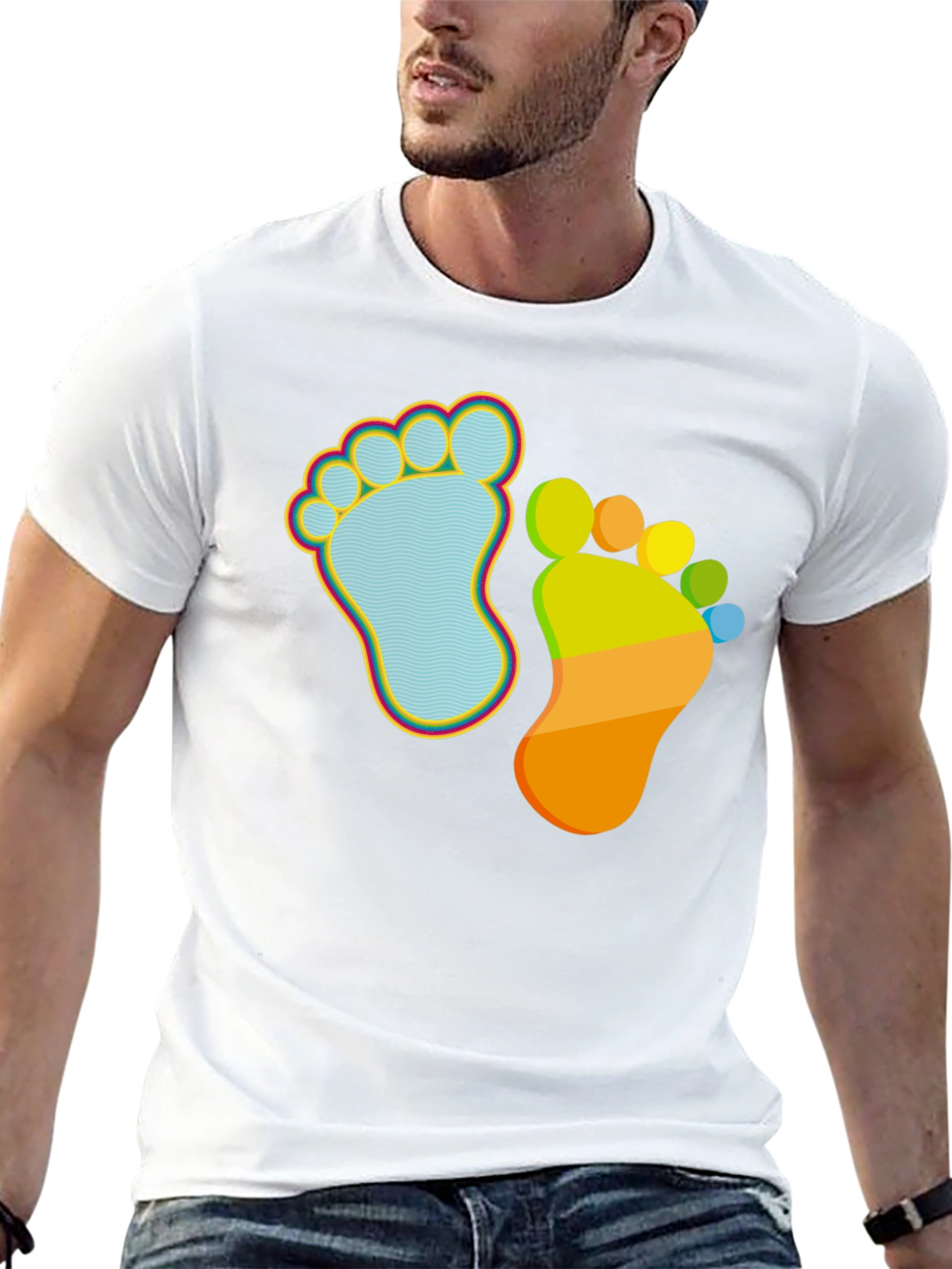 Whimsical Footprint Graphic Tee - Funky Feet Fashion