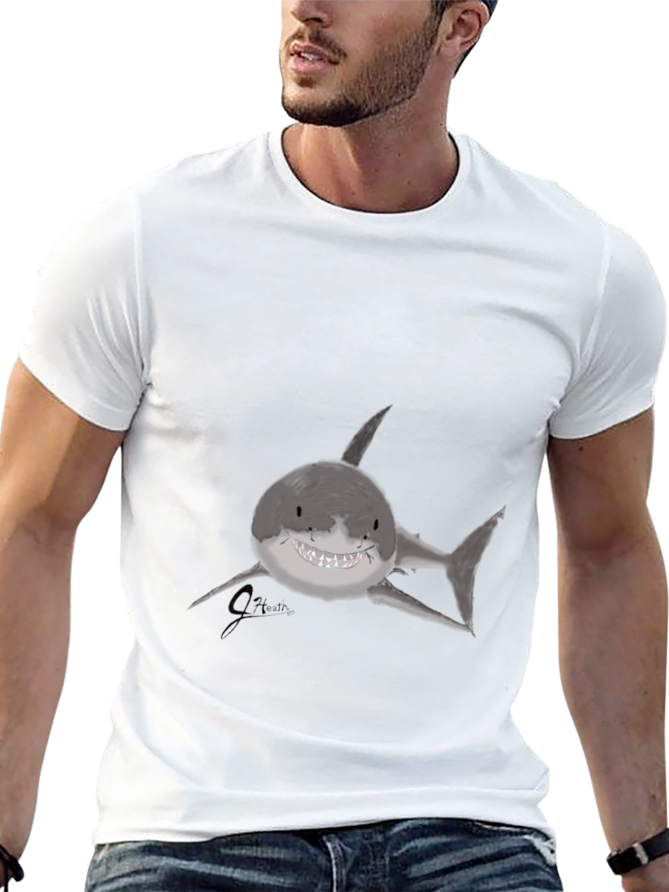 Shark Graphic Print Black T-Shirt