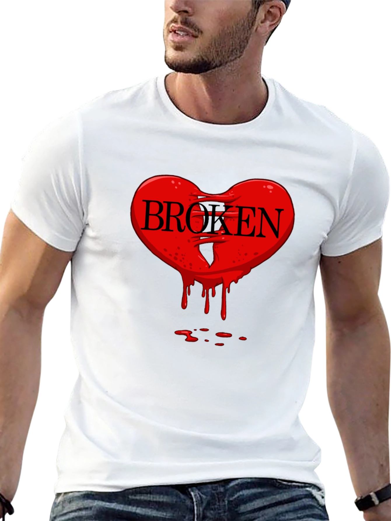 Broken Heart Graphic Tee - Mens Black T-Shirt