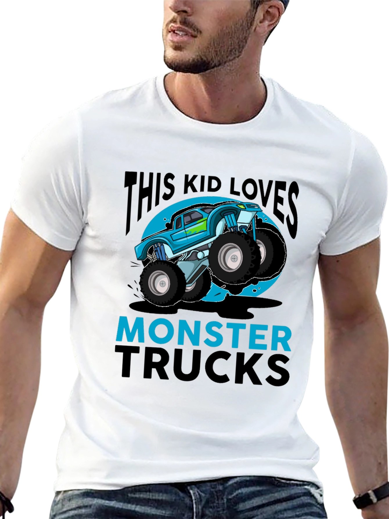 Kids Monster Truck T-Shirt - Blue Graphic Design