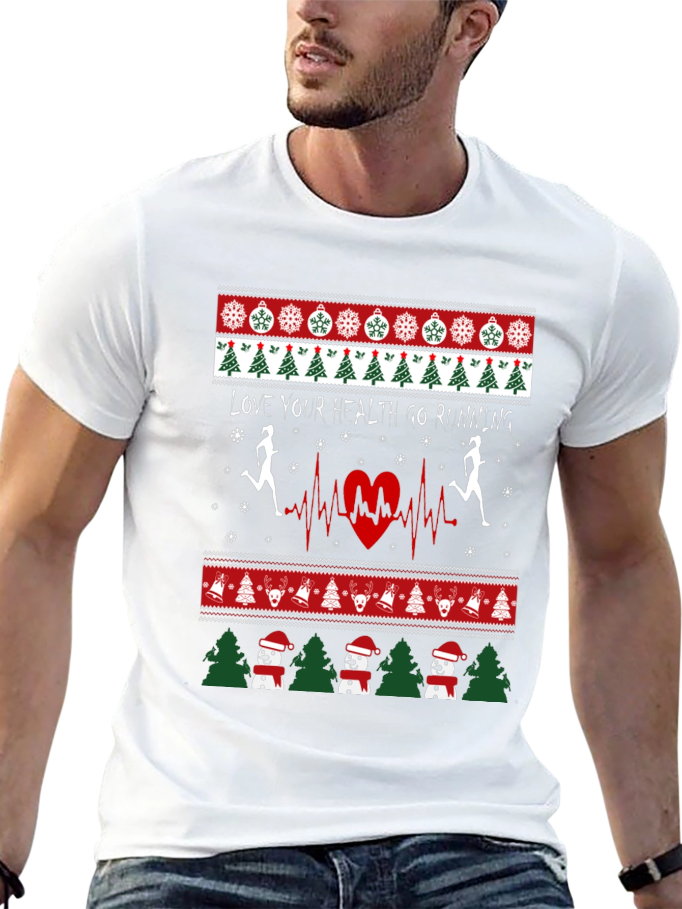 Holiday Running T-Shirt - Love Your Health Ugly Xmas