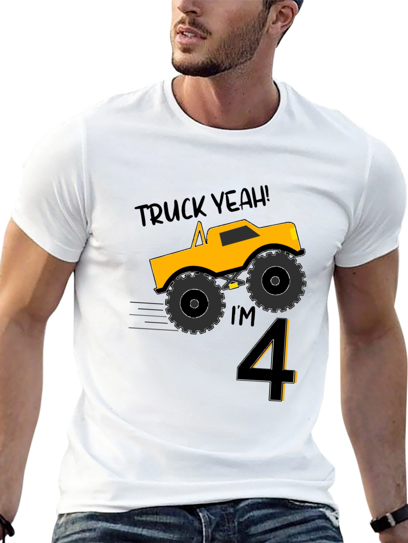 Truck Yeah Im 4 Birthday Boy T-Shirt