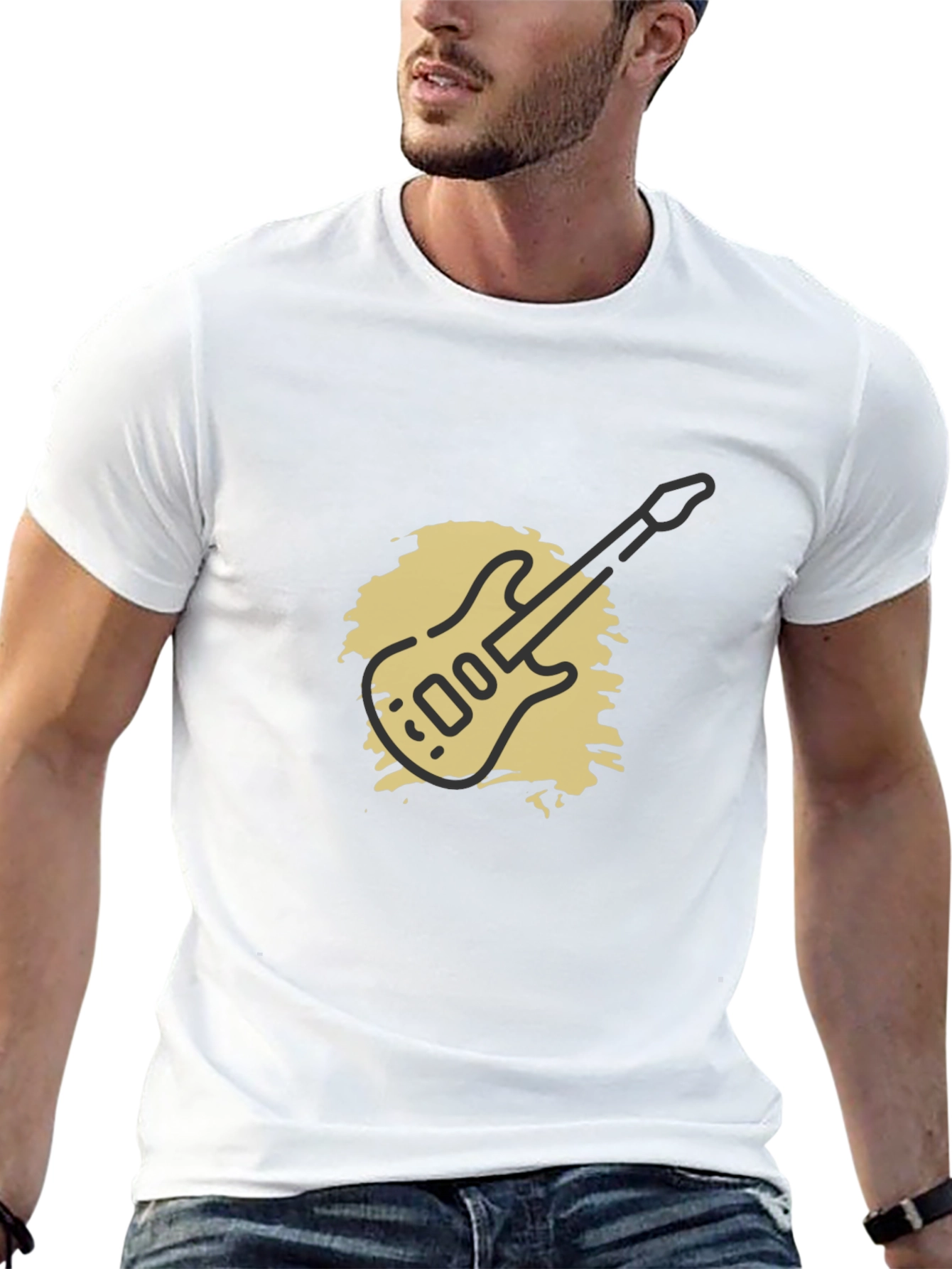 Guitar Graphic Black T-Shirt - Mens