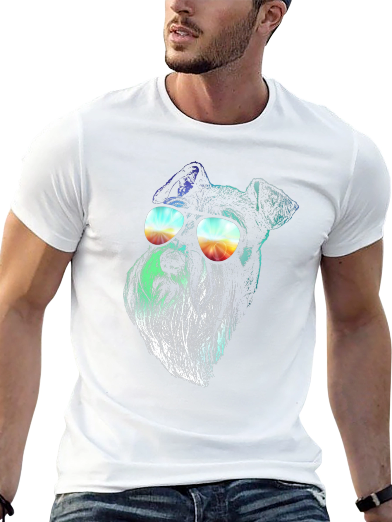 Cool Dog Graphic Tee - Schnauzer Sunglasses T-Shirt