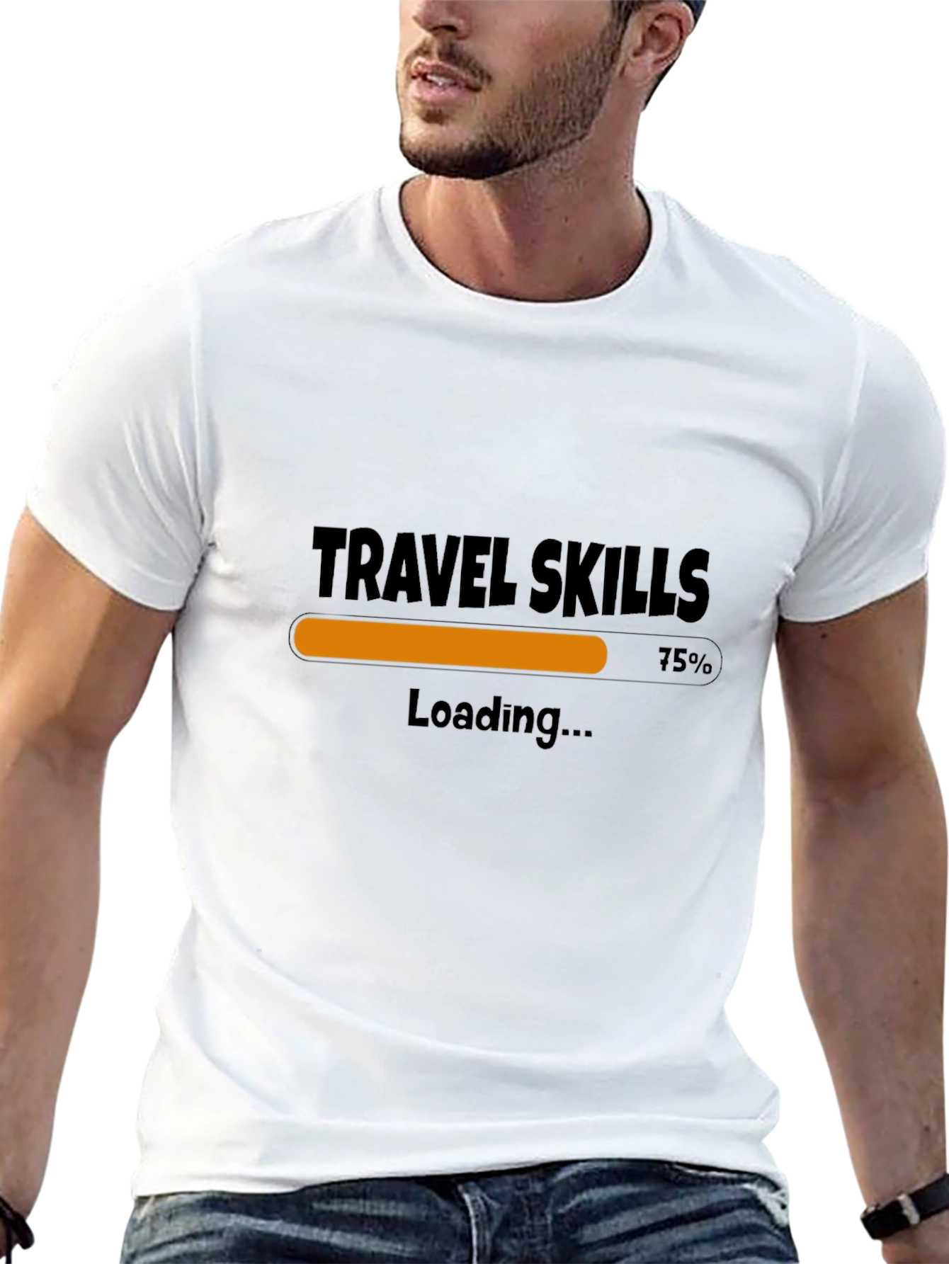 Travel Skills Loading T-Shirt - Black Casual Style