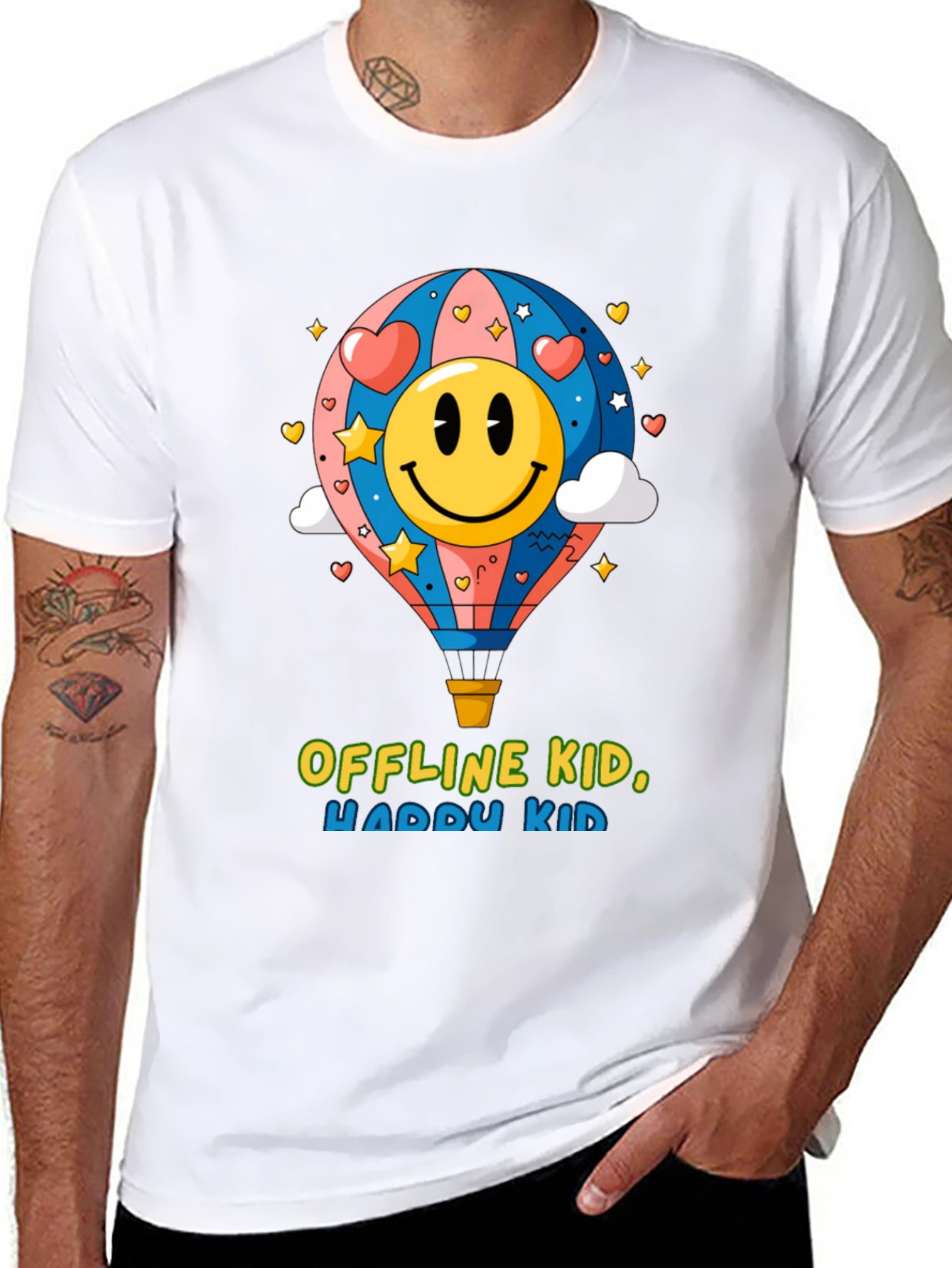 Offline Kid Happy Kid Black Graphic Tee