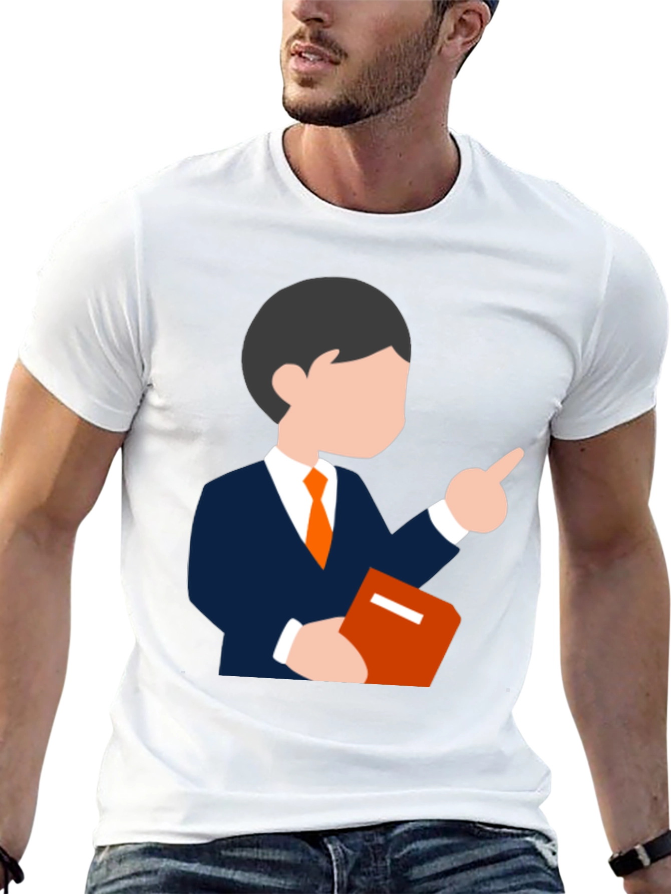 Cartoon Teacher Graphic Tee - Black T-Shirt