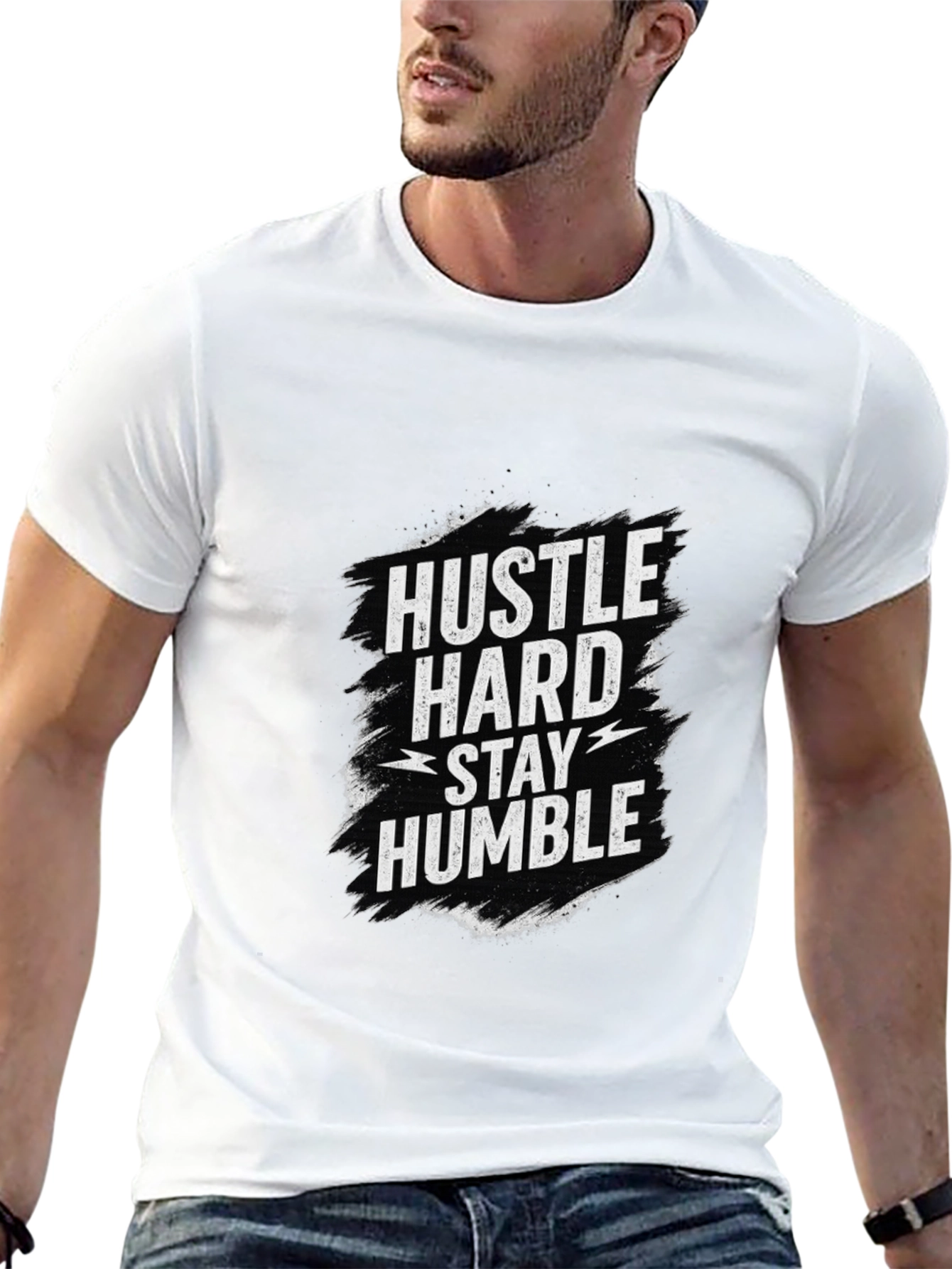 Hustle Hard Stay Humble Graphic Tee - Black