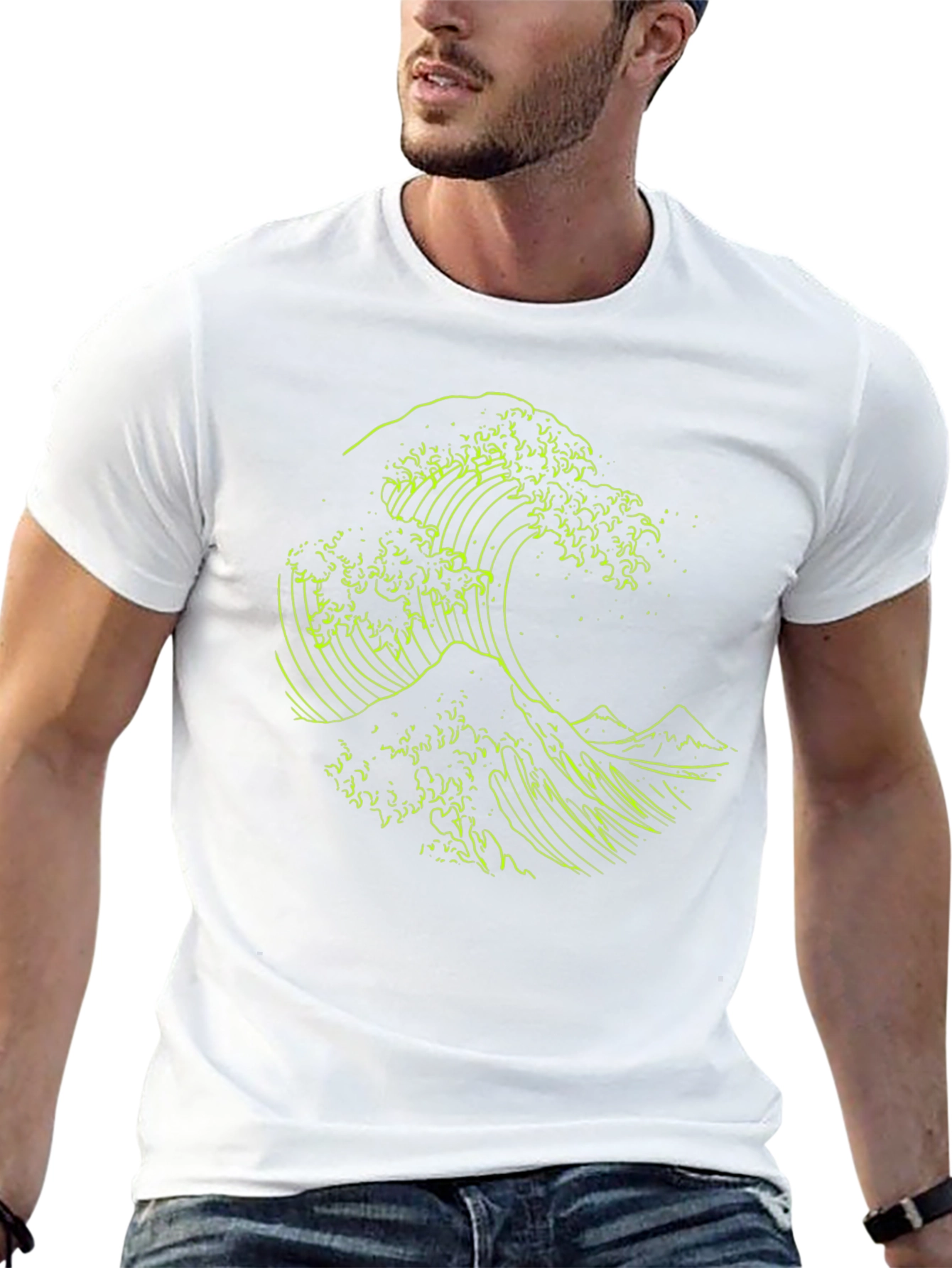 Wave Design Black T-Shirt