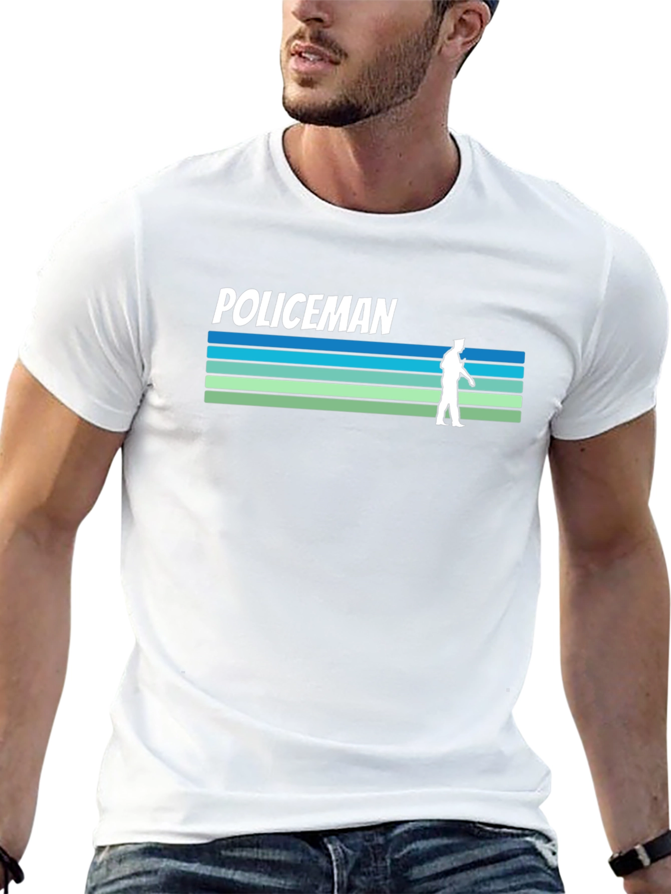 Retro Policeman T-Shirt - Striped Design