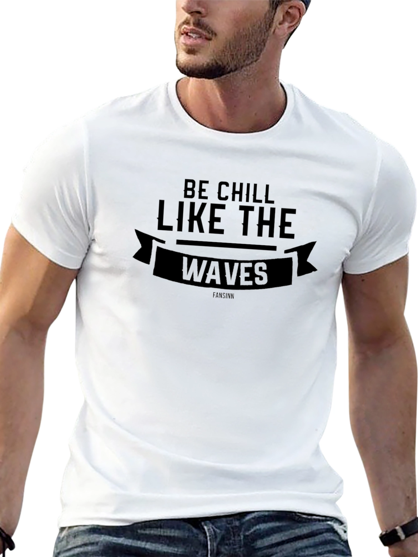 Be Chill Like The Waves Black Graphic T-Shirt