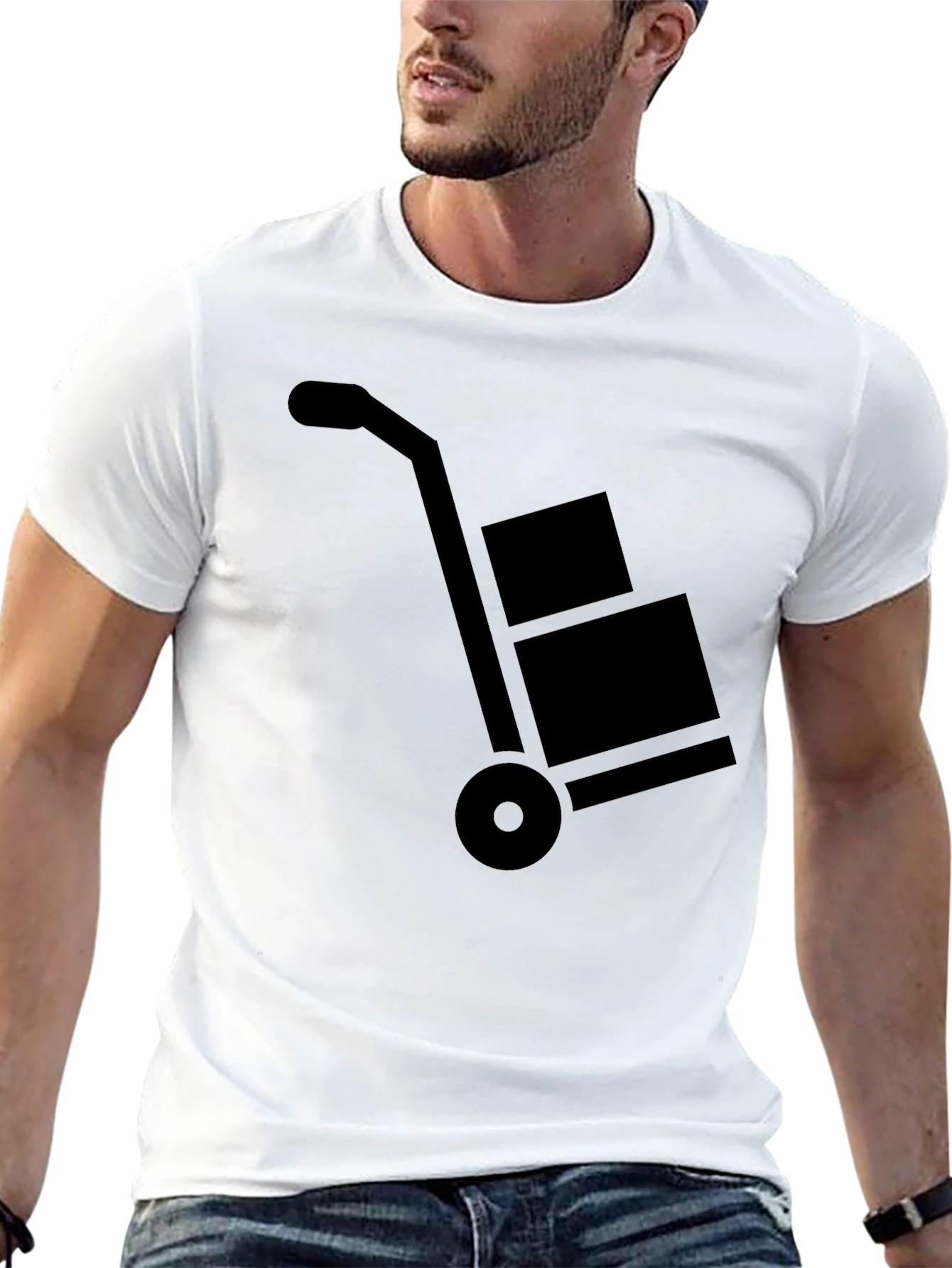 Moving Dolly Graphic Tee - Black Cotton T-Shirt