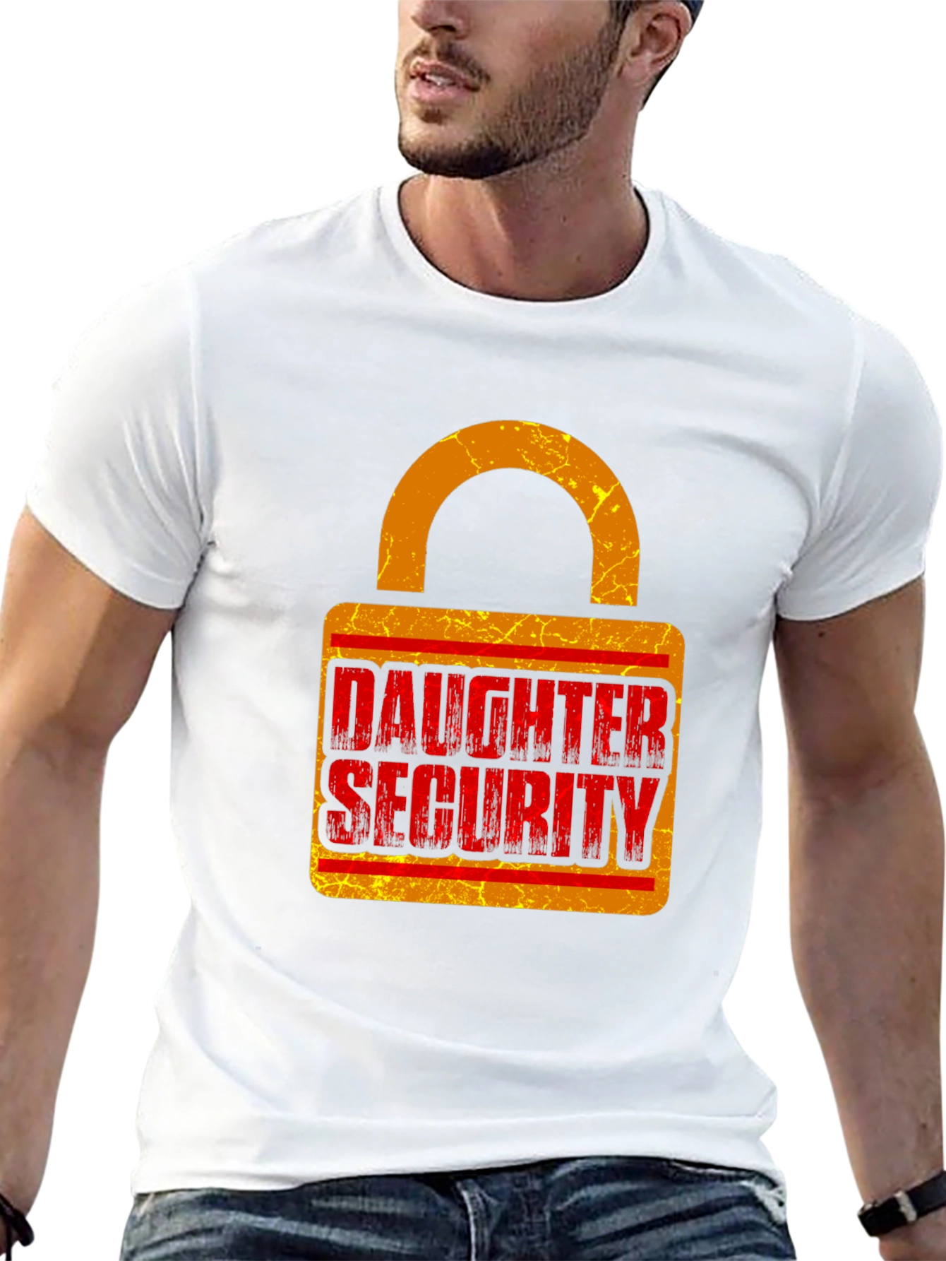 Daughter Security Lock Graphic Tee - Protective Dad Gift
