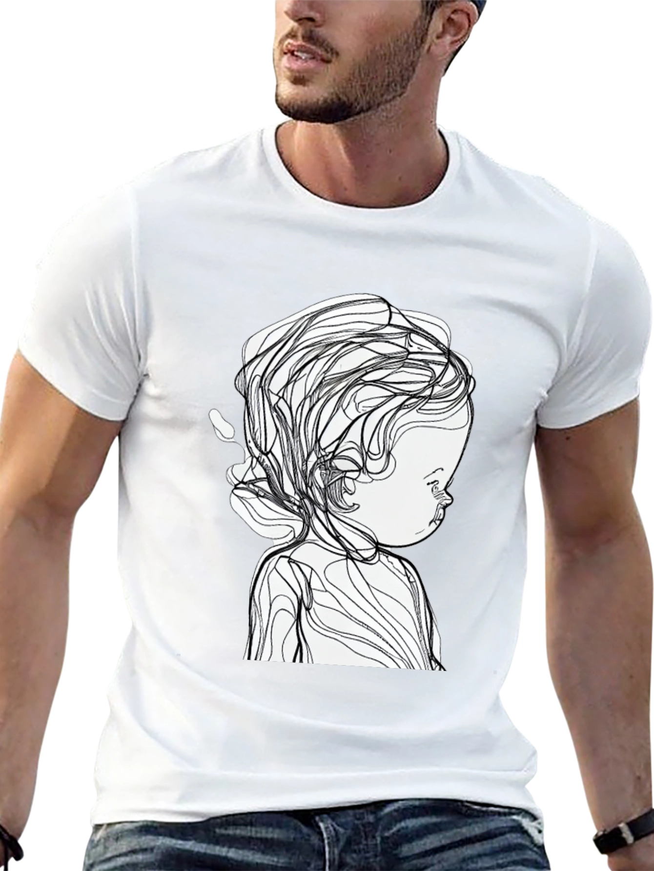 Abstract Baby Line Art Black T-Shirt
