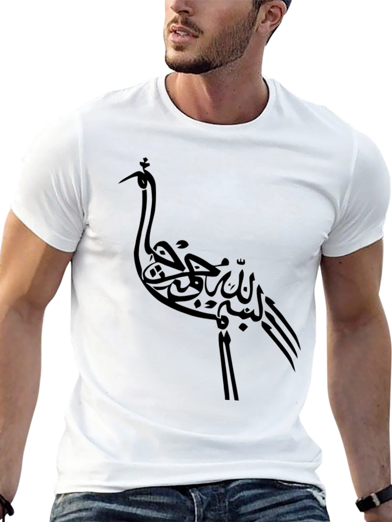 Artistic Crane Graphic T-Shirt - Unique Design