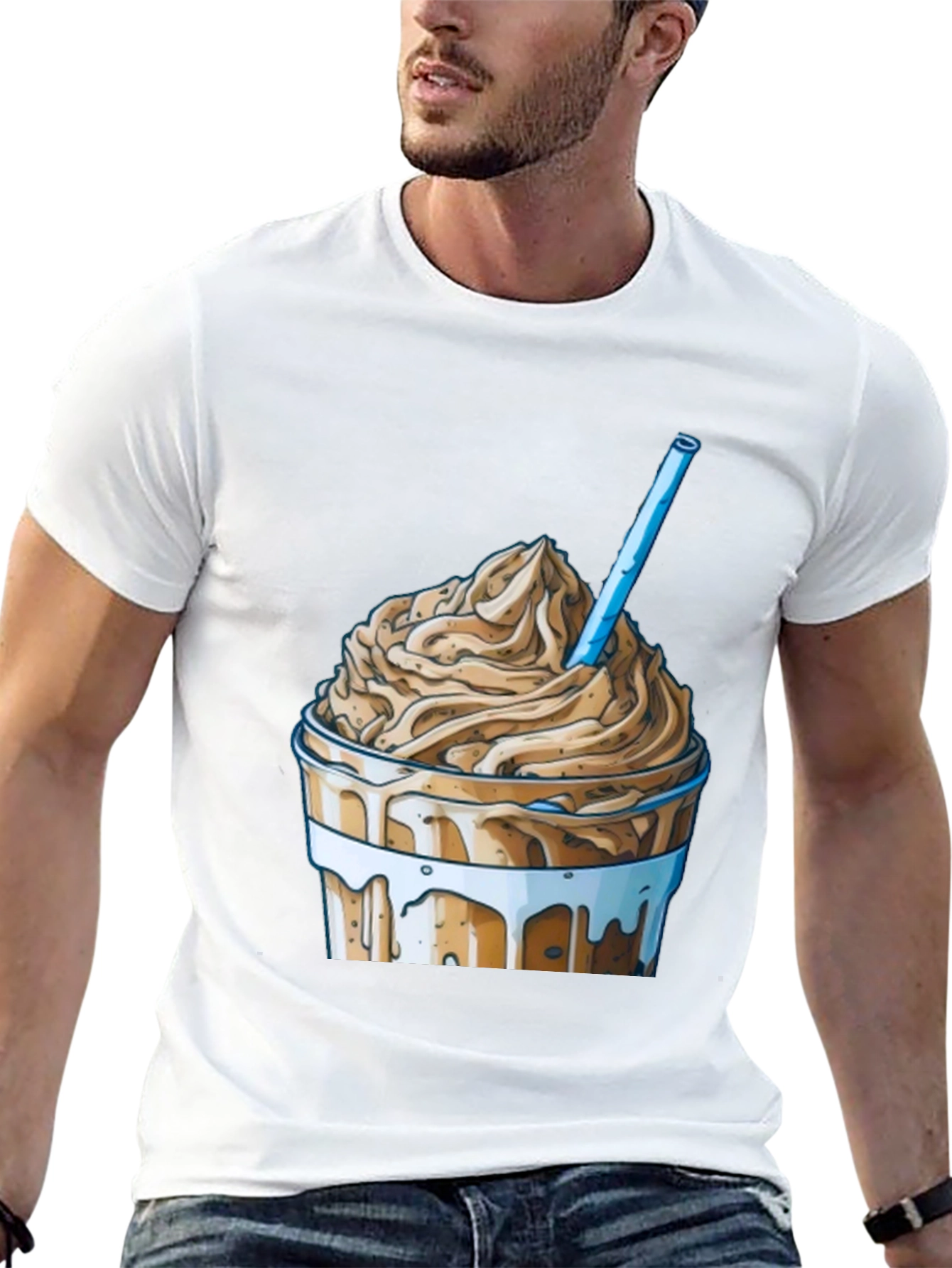 Iced Coffee Cartoon Graphic T-Shirt
