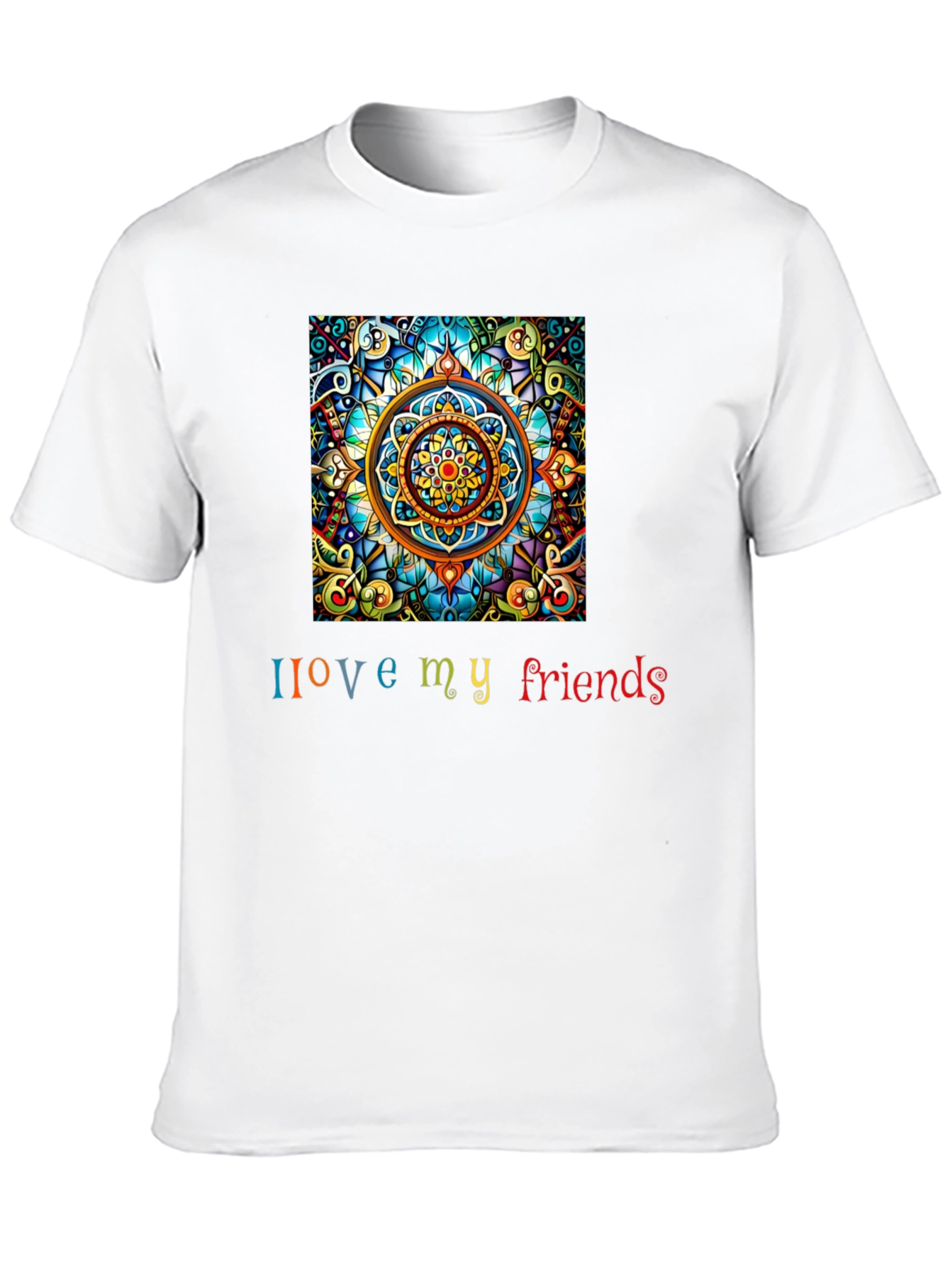 I Love My Friends Mandala Graphic Tee - Black
