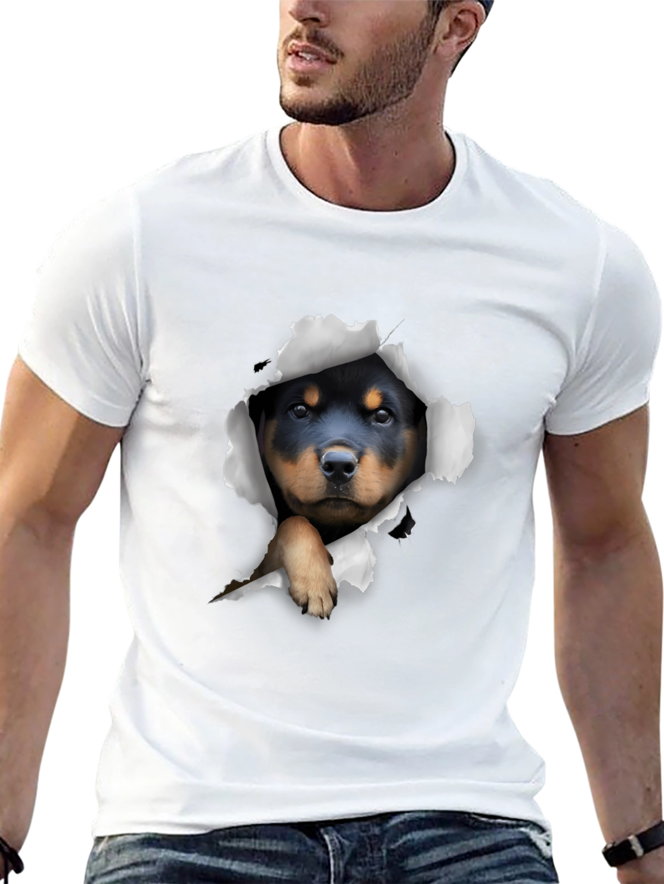Rottweiler Puppy Peek-a-Boo T-Shirt