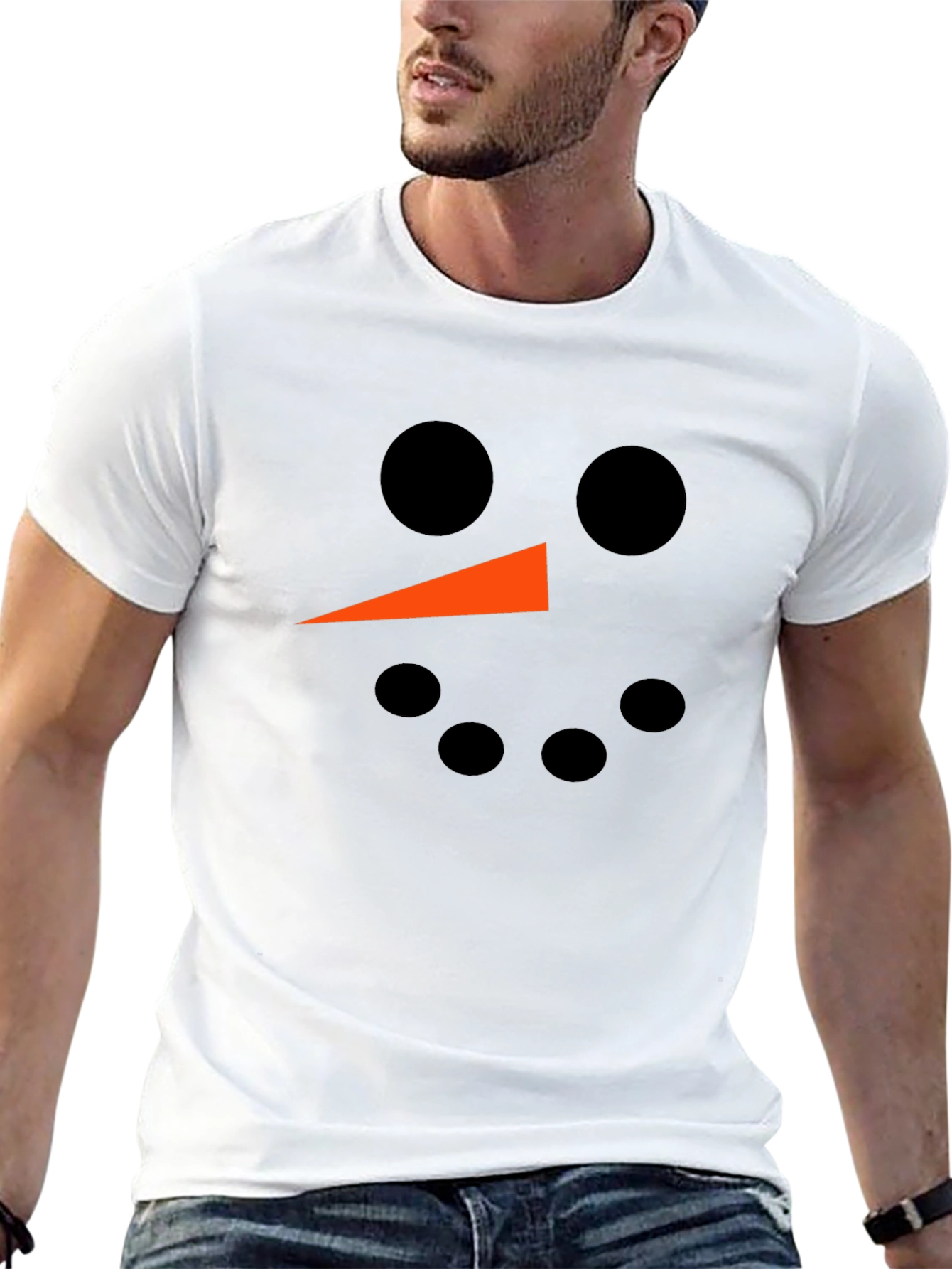 Snowman Face Graphic Tee - Black Holiday Shirt