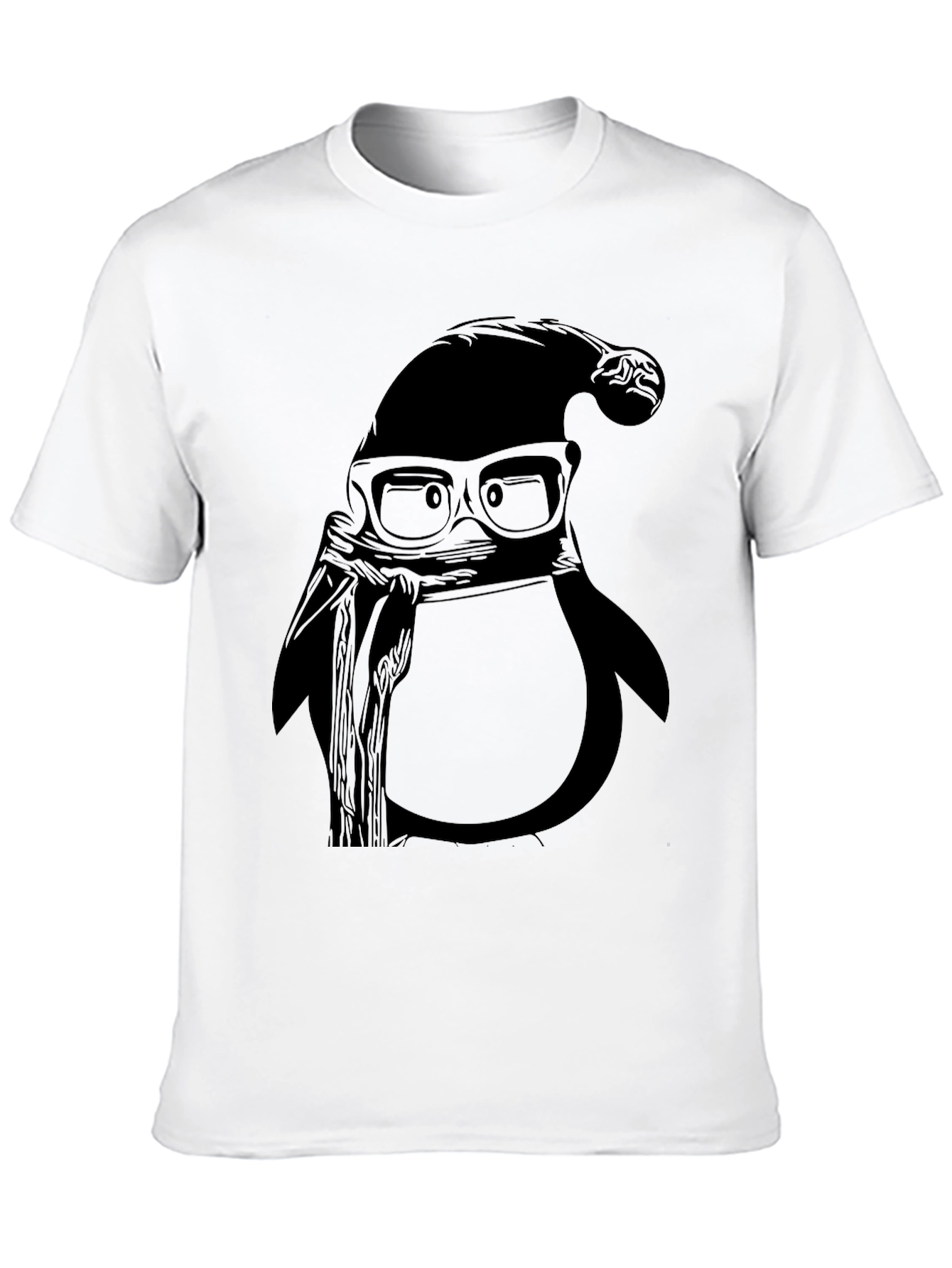 Cool Penguin with Santa Hat Graphic Tee