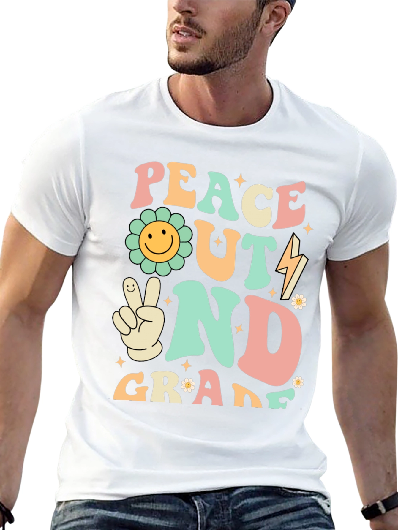 Peace Out 2nd Grade Retro Graphic T-Shirt