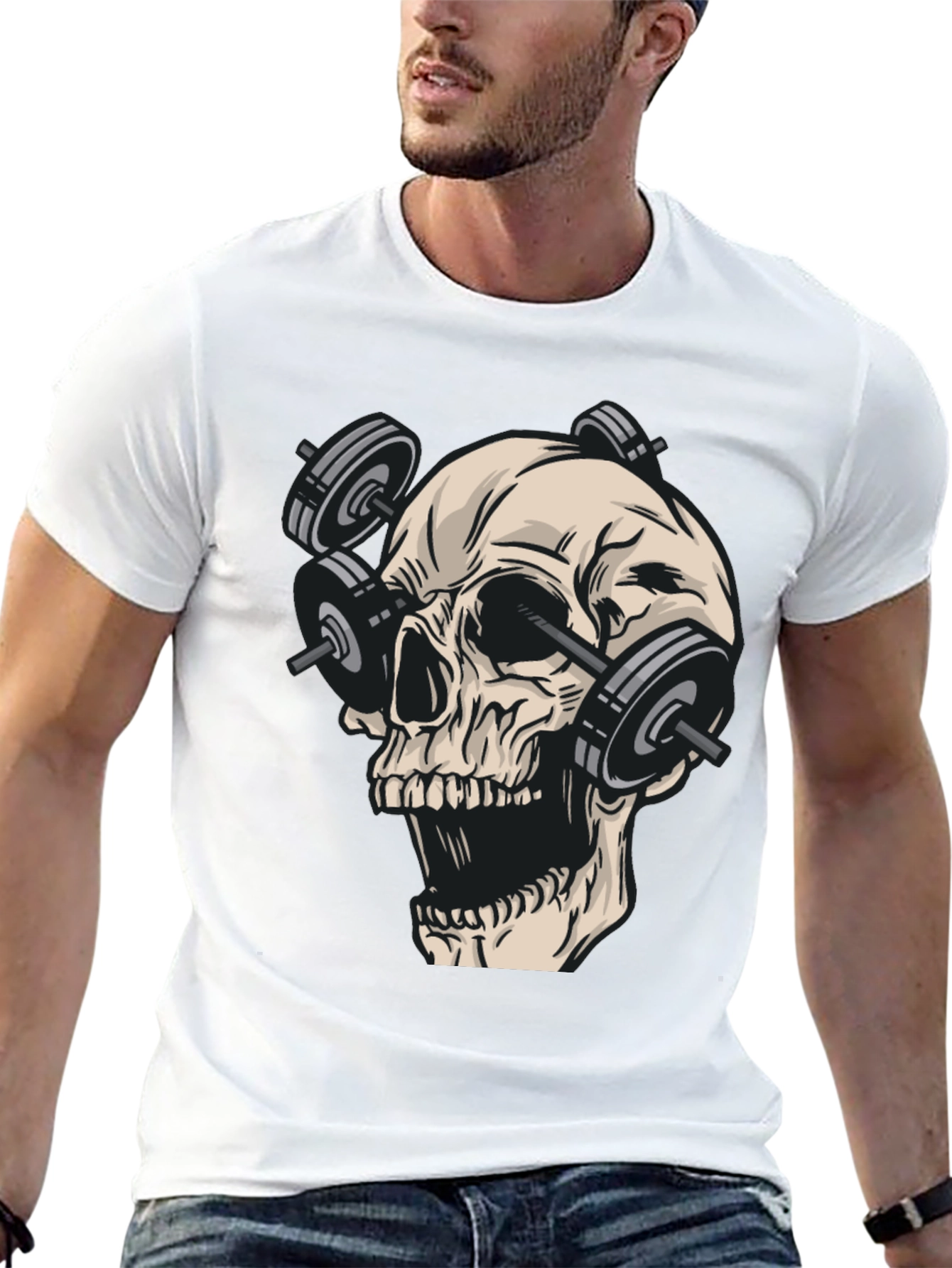 Skull Gym Weights Black T-Shirt