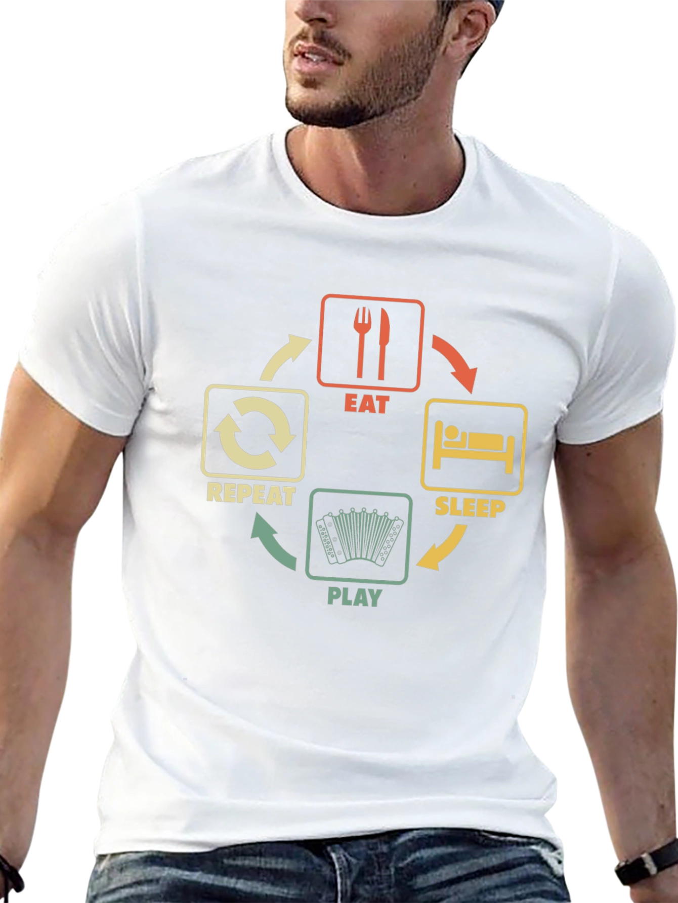 Eat Sleep Play Accordion Black T-Shirt
