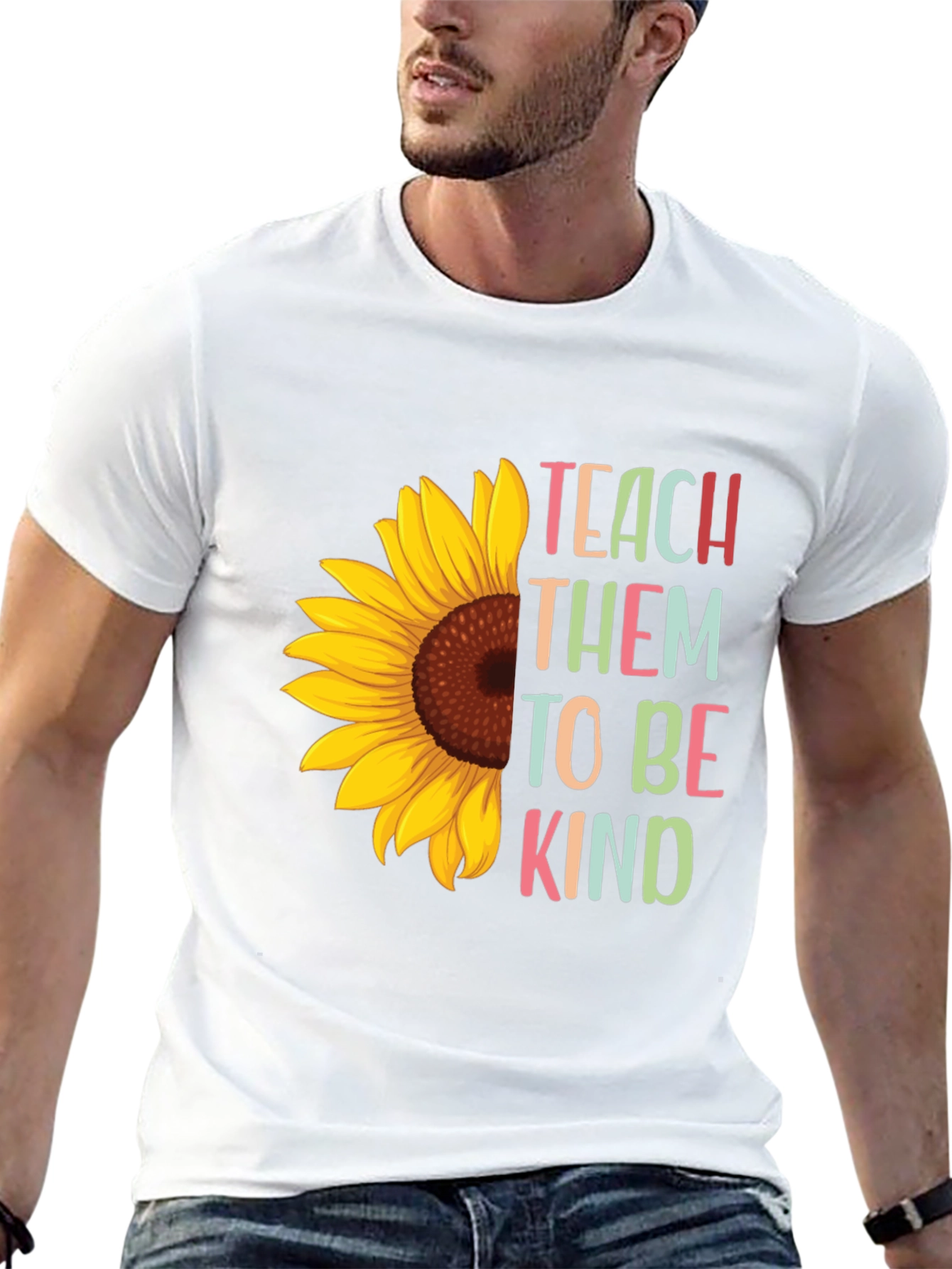 Teach Them to be Kind Sunflower Graphic Tee
