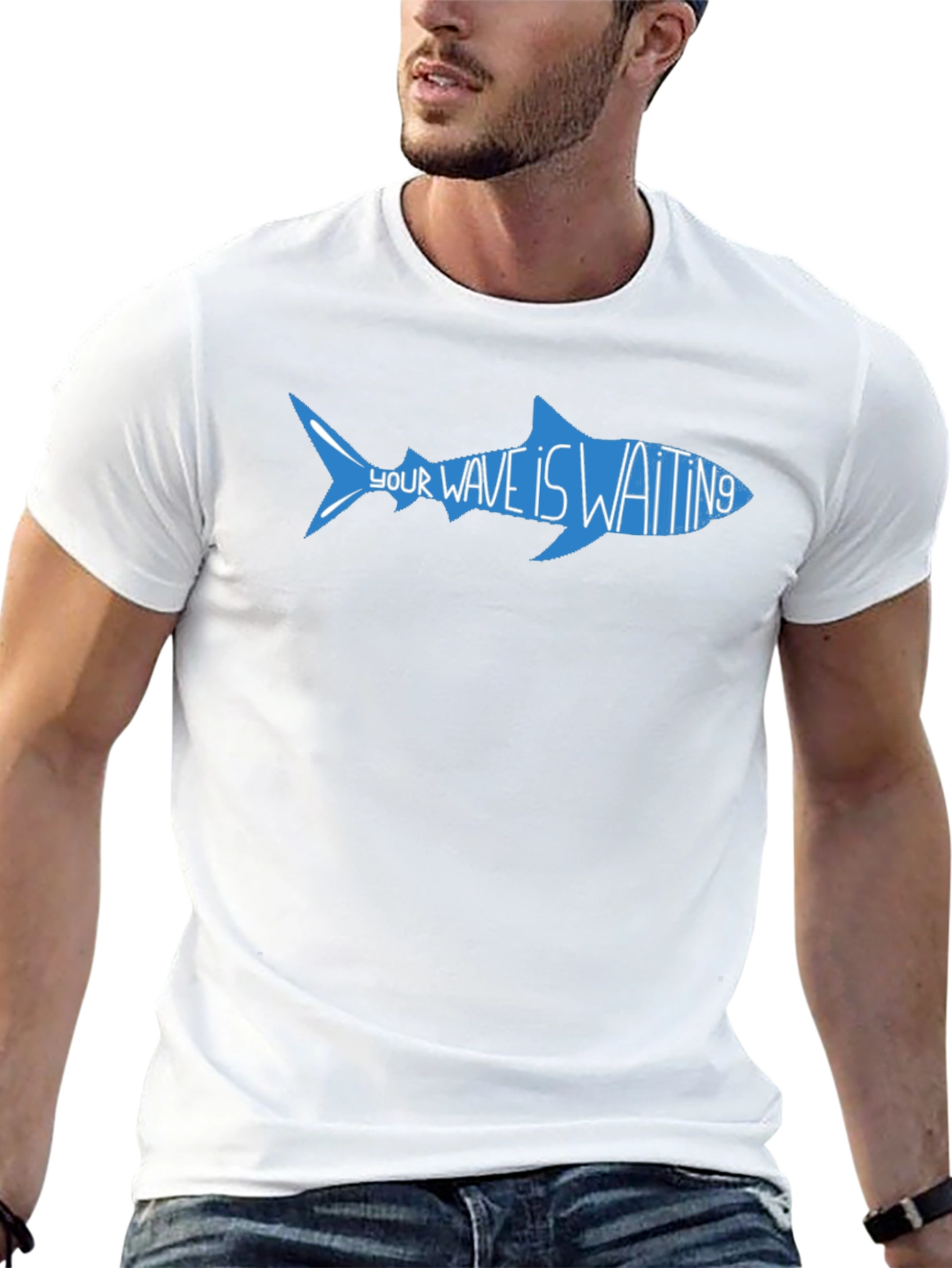 Your Wave Is Waiting Shark Graphic Tee - Black