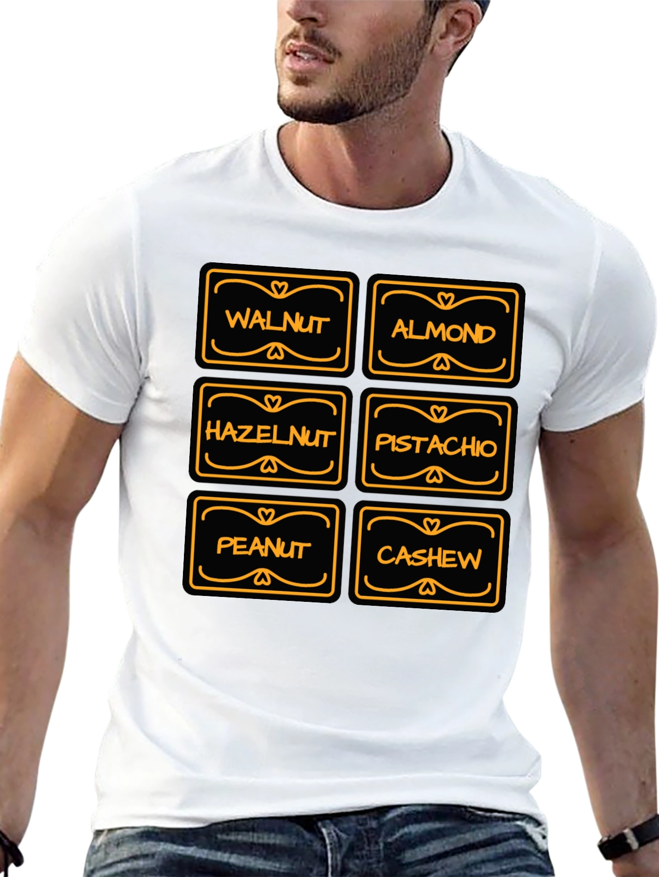 Nuts Lover T-Shirt: Walnut Almond Pistachio Design