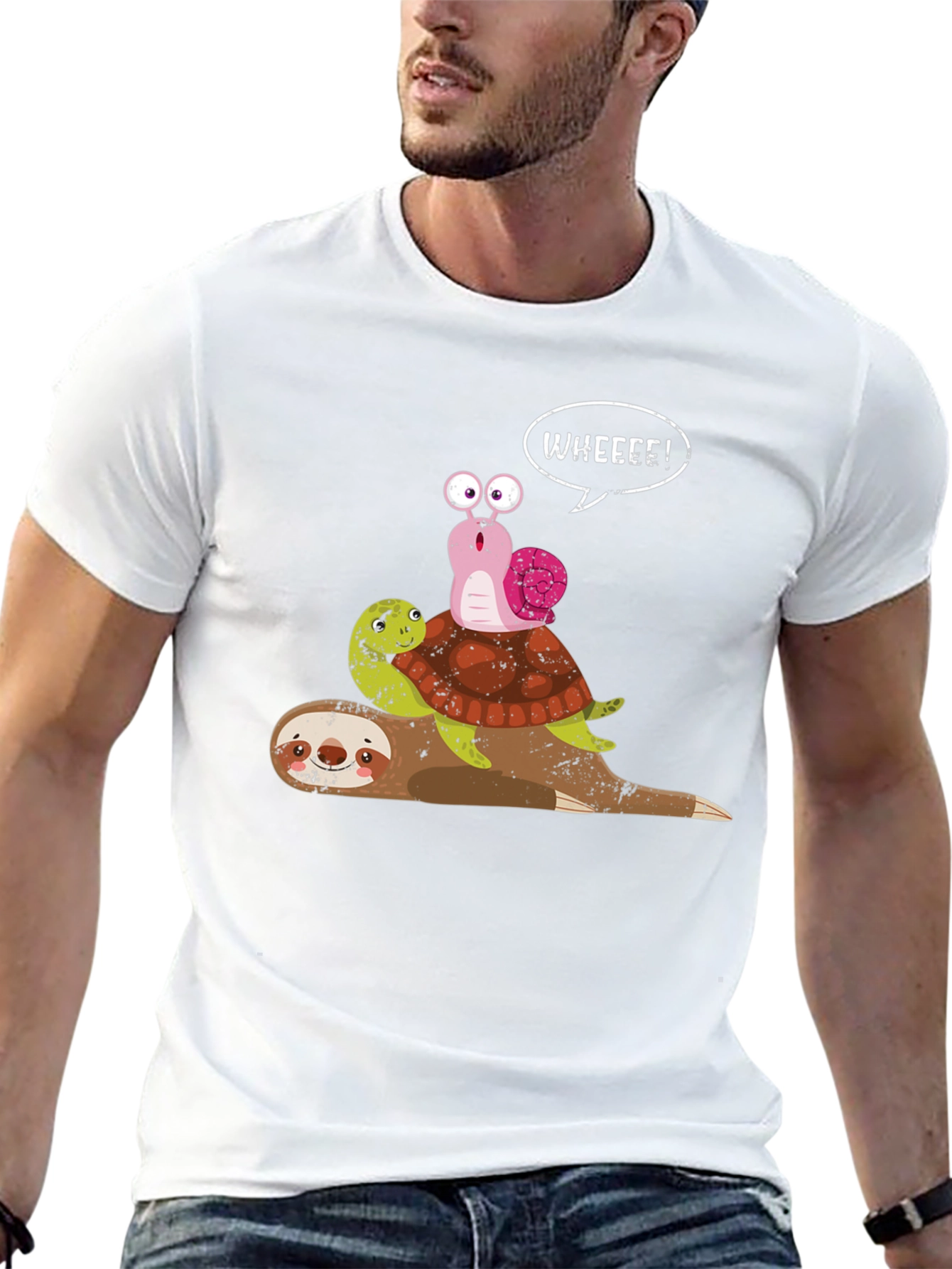 Sloth Turtle Snail Wheee Funny Graphic Tee