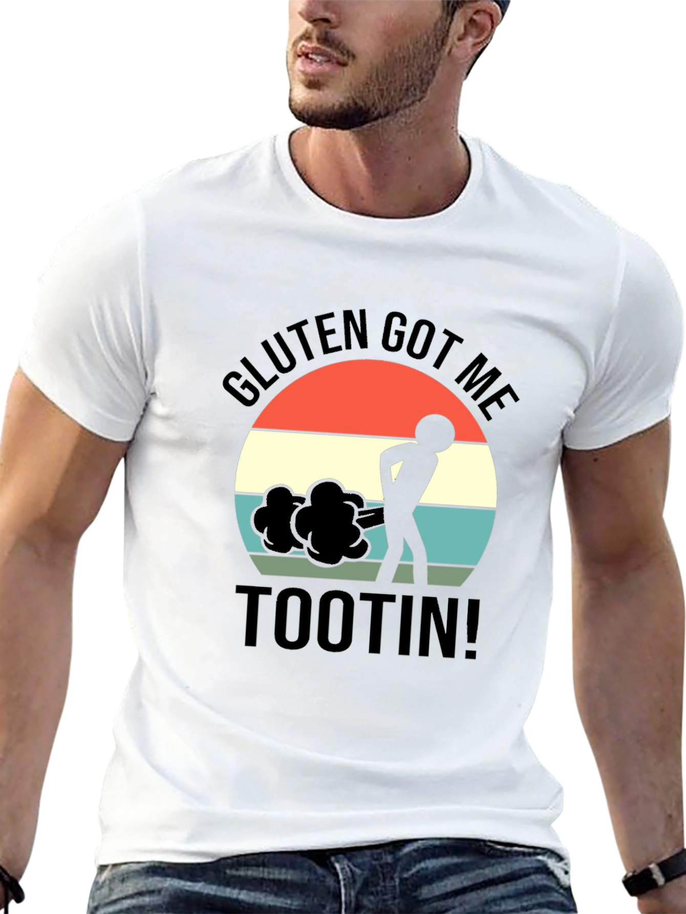 Gluten Got Me Tootin Black Graphic T-Shirt