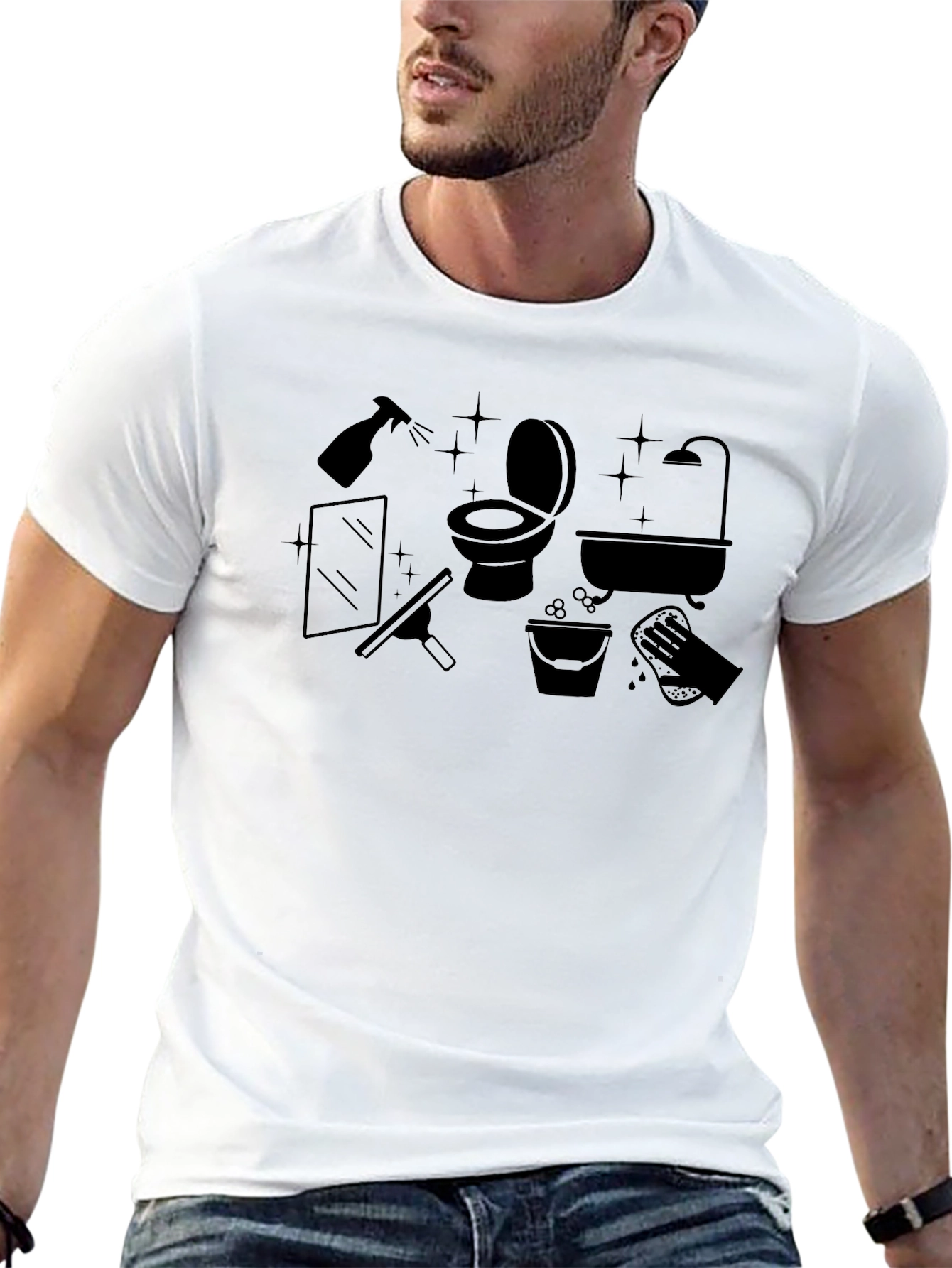 Cleaning Crew Black Graphic T-Shirt