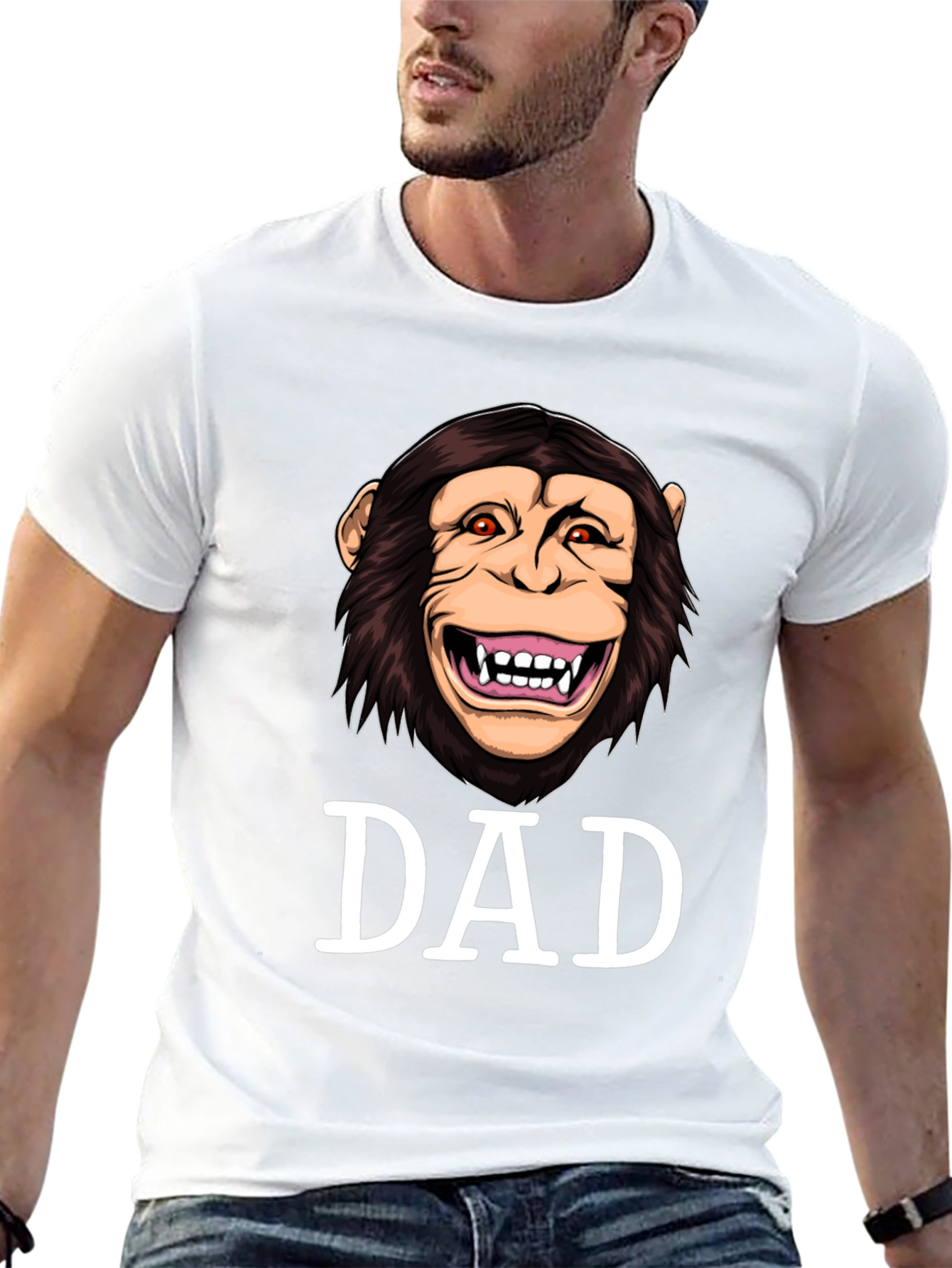 Funny Monkey Dad Graphic Tee - Black