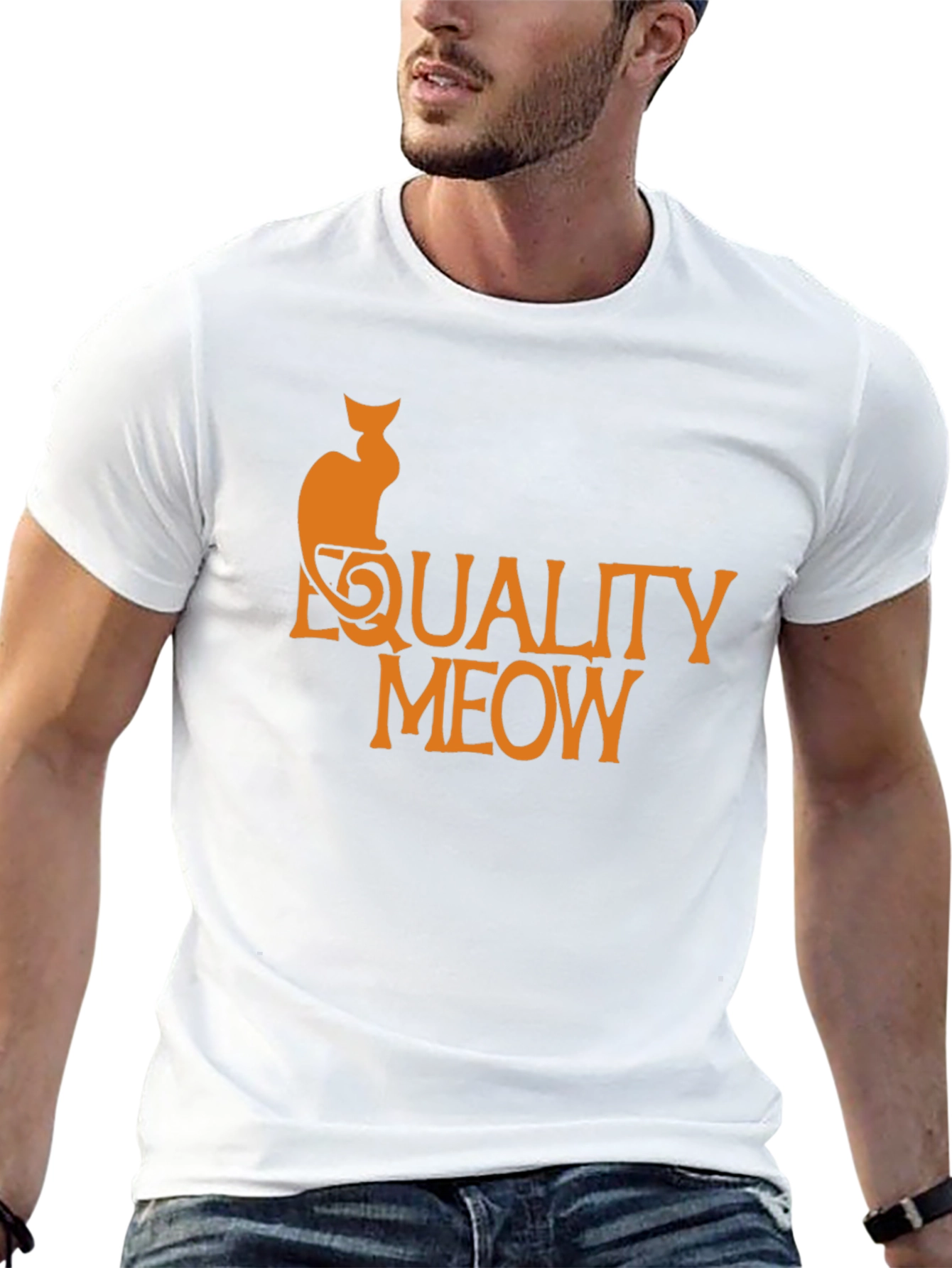 Equality Meow Cat Graphic T-Shirt