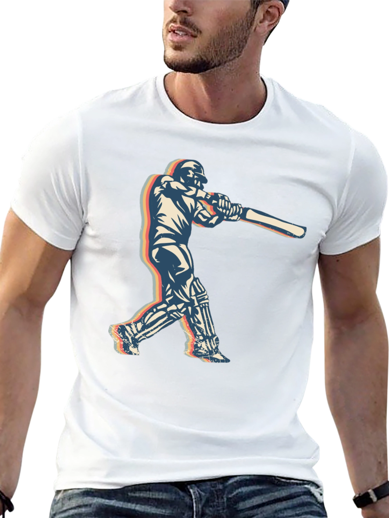 Retro Cricket Player T-Shirt