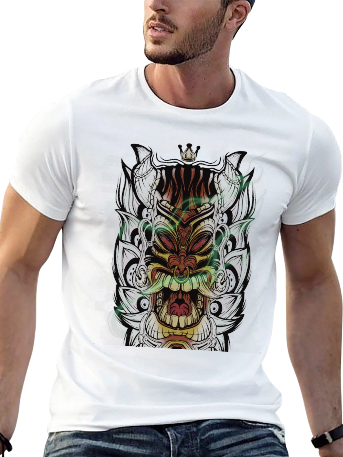 Tiki Mask Graphic Black T-Shirt