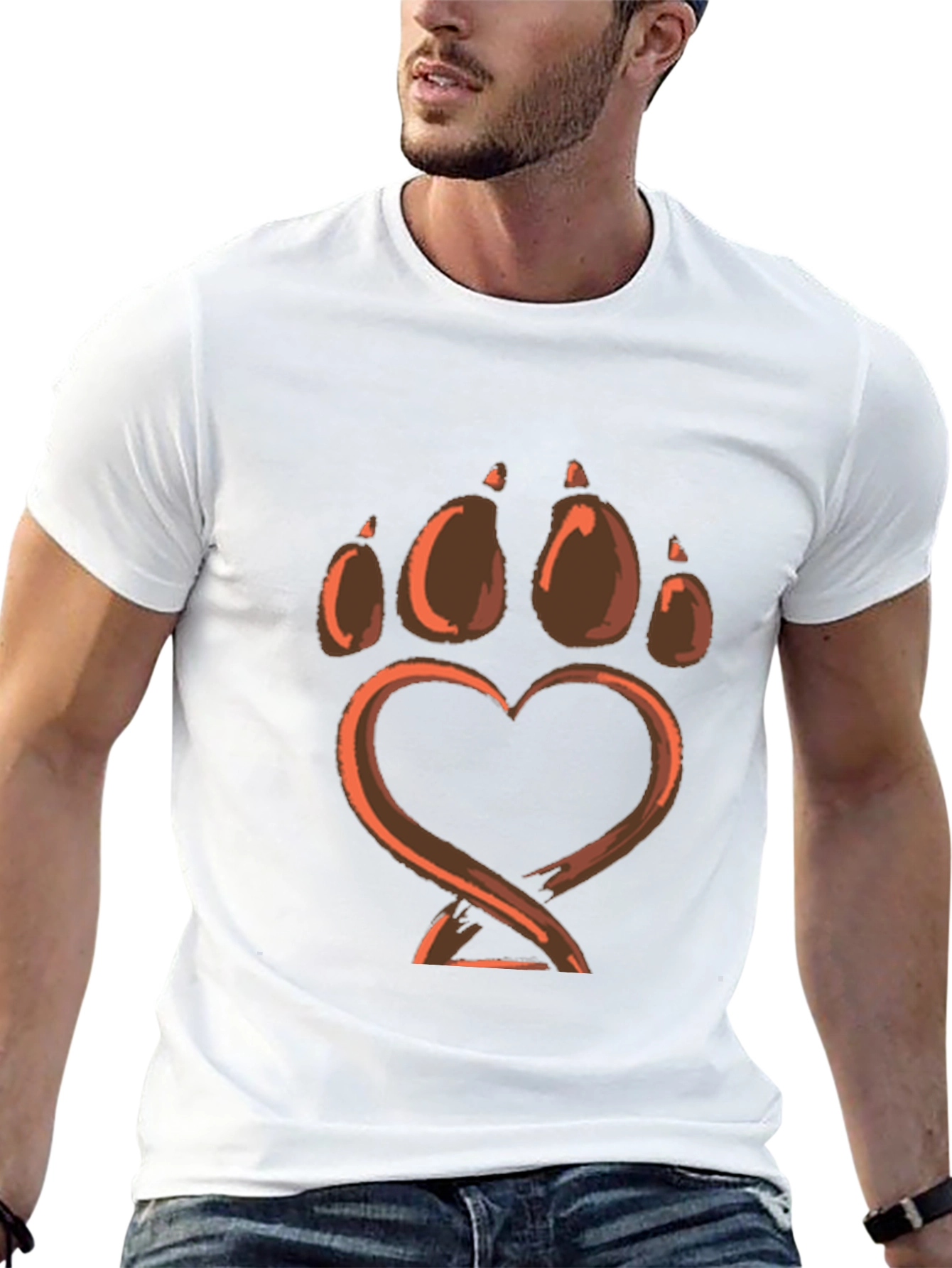 Heart Paw Print Graphic Tee - Black
