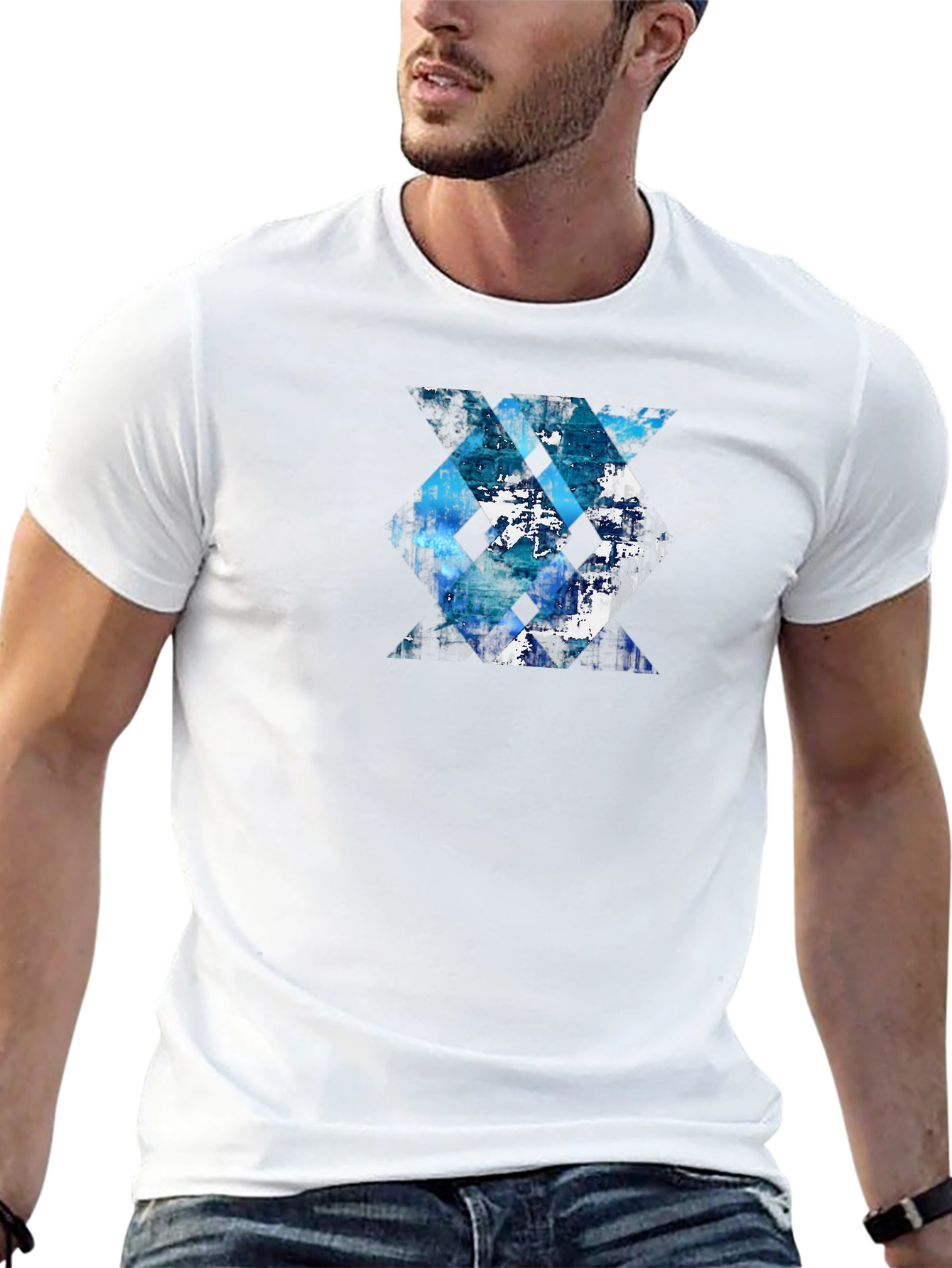 Abstract Geometric Tee - Blue Design