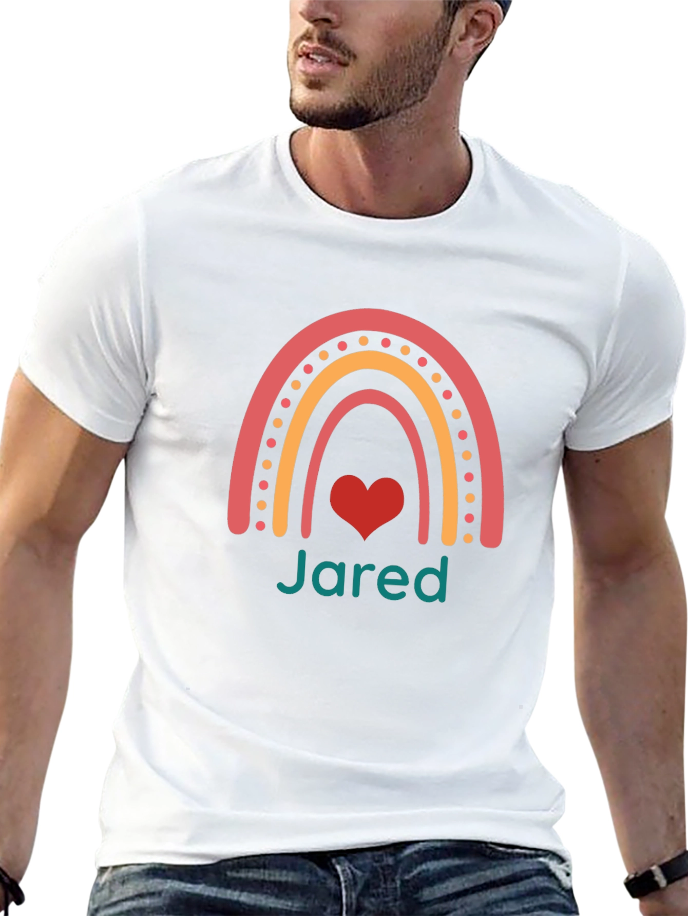 Personalized Name Rainbow Heart T-Shirt