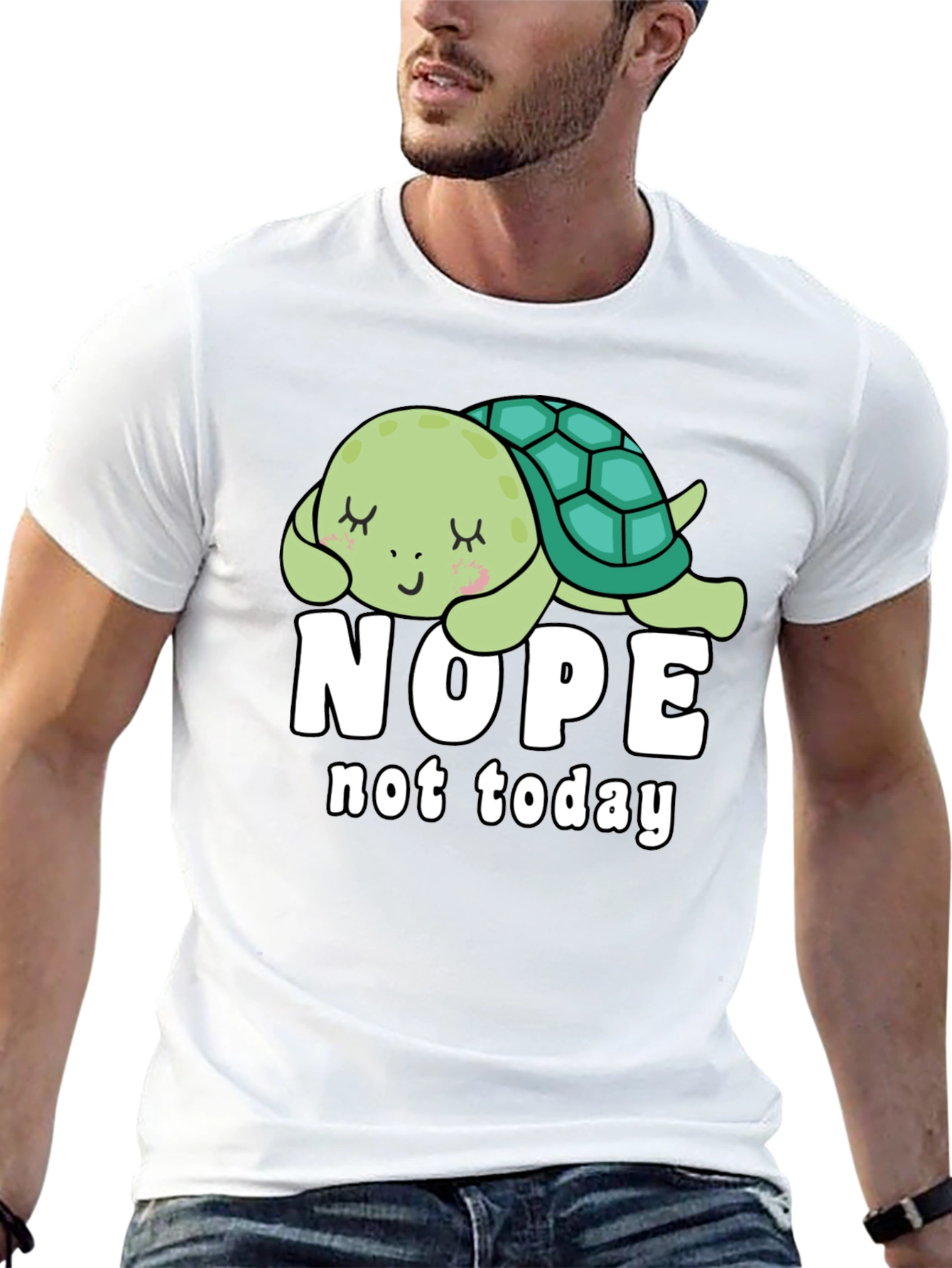 Nope Not Today Turtle Graphic Tee - Black