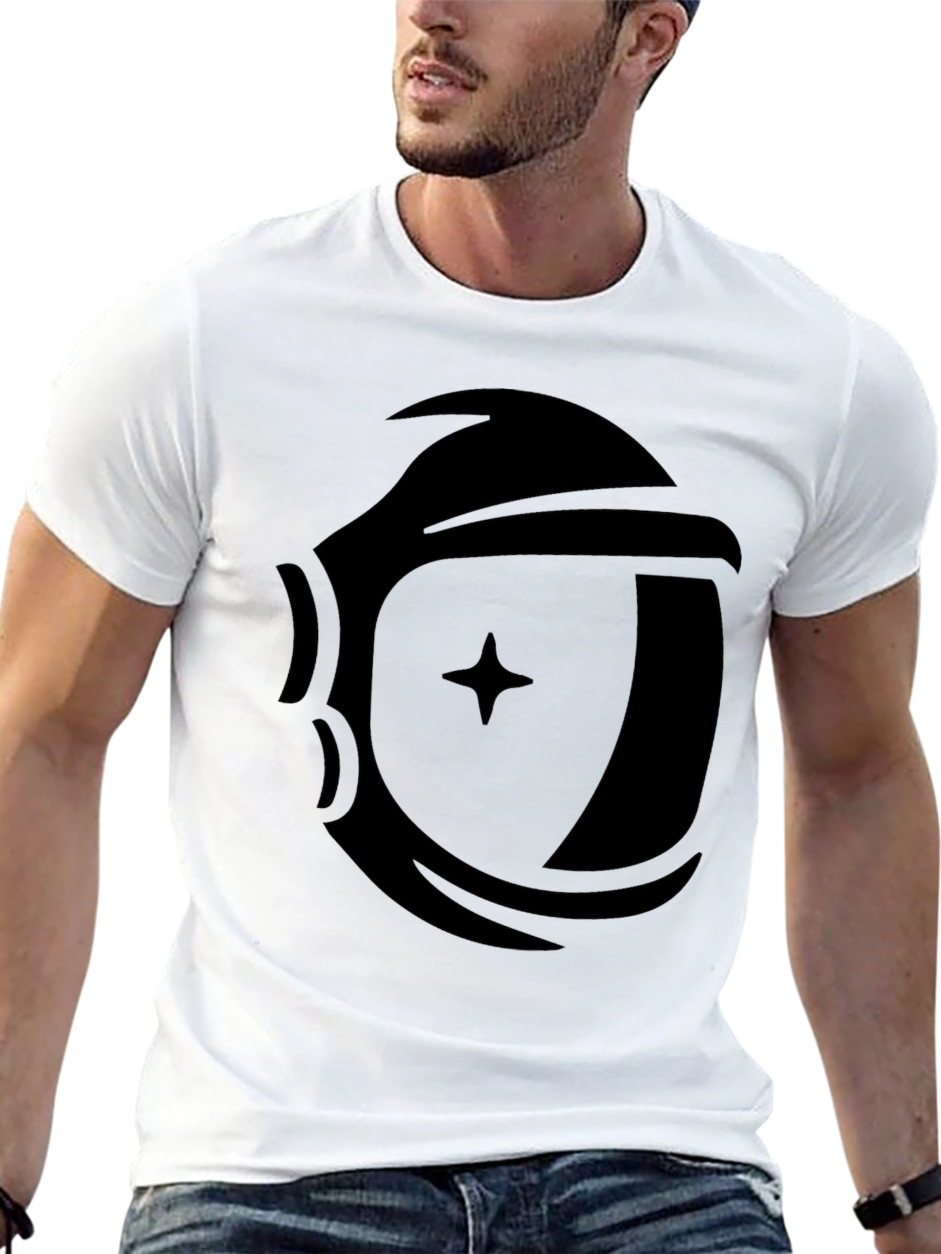 Astronaut Helmet Graphic Black T-Shirt