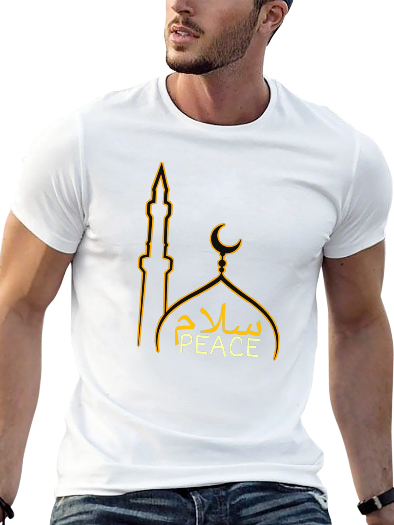 Peace Sign Mosque Graphic T-Shirt - Black