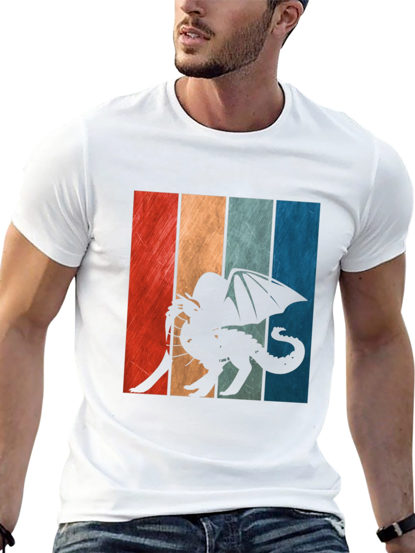 Retro Dragon Graphic Tee - Mens Black T-Shirt