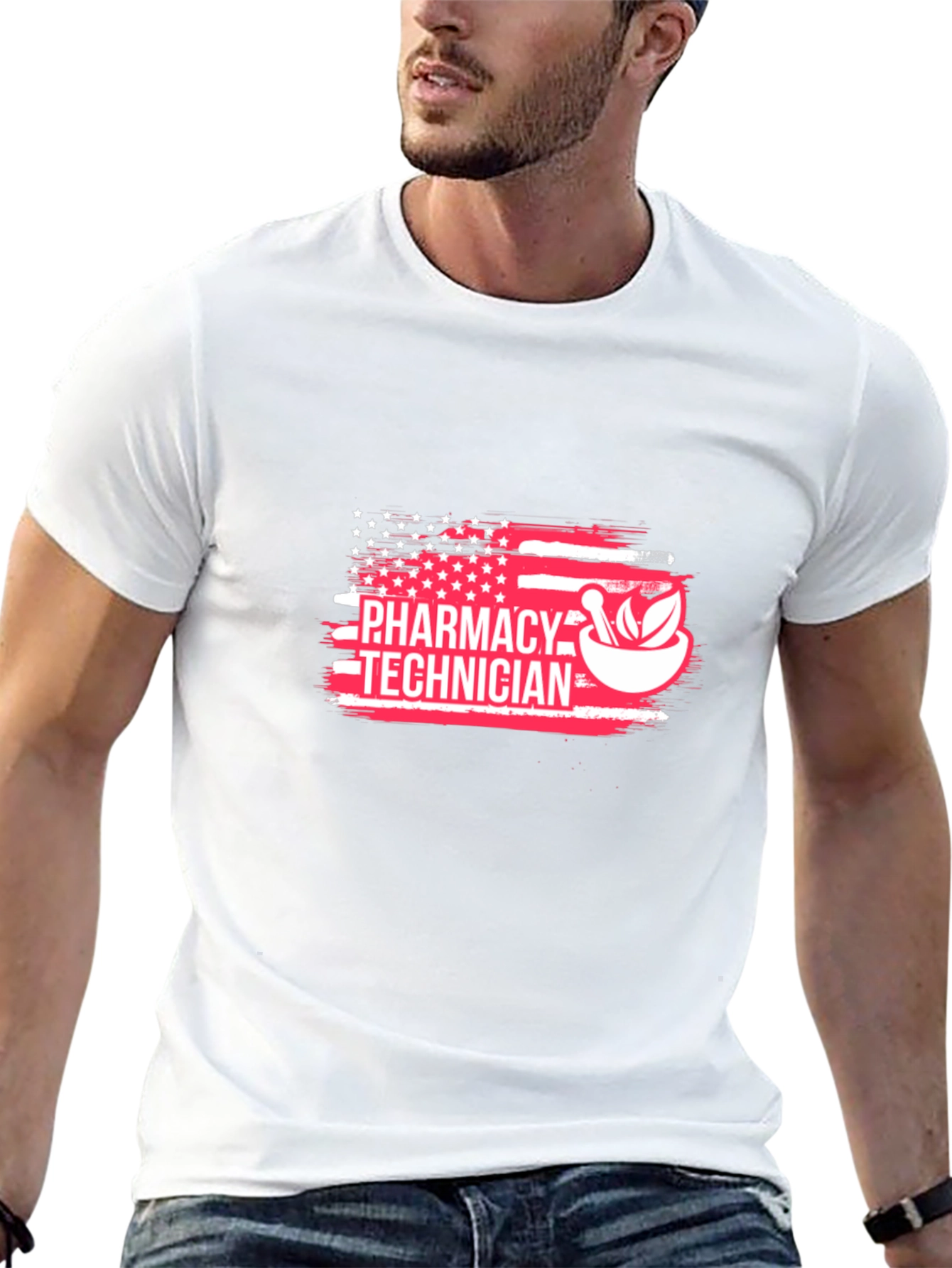 Pharmacy Technician American Flag Graphic T-Shirt