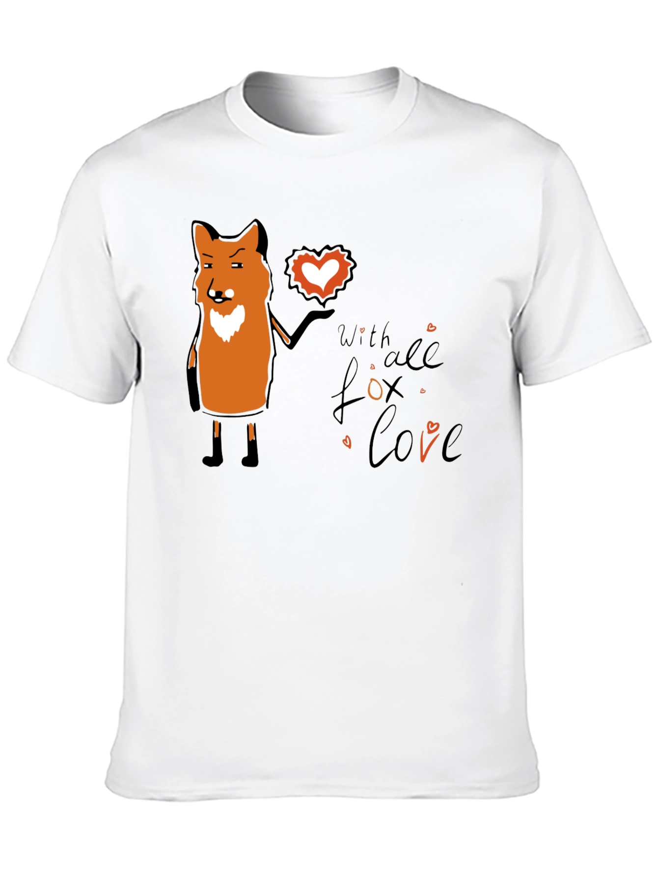 Fox With All My Love Black T-Shirt
