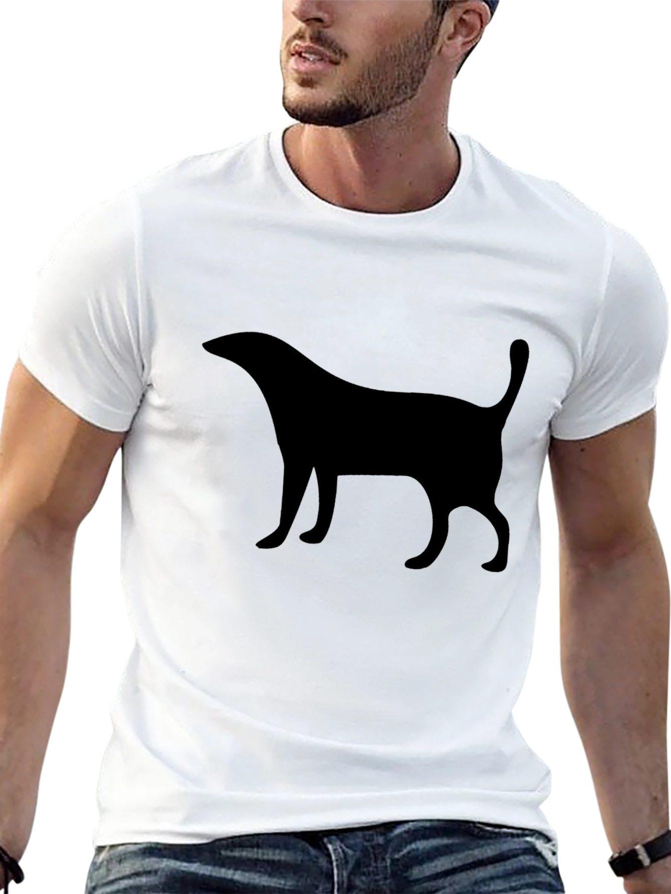 Black Minimalist Cat Silhouette T-Shirt