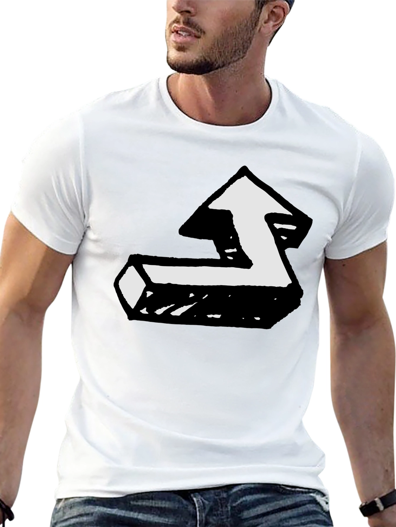 Black T-Shirt with Unique Arrow Graphic