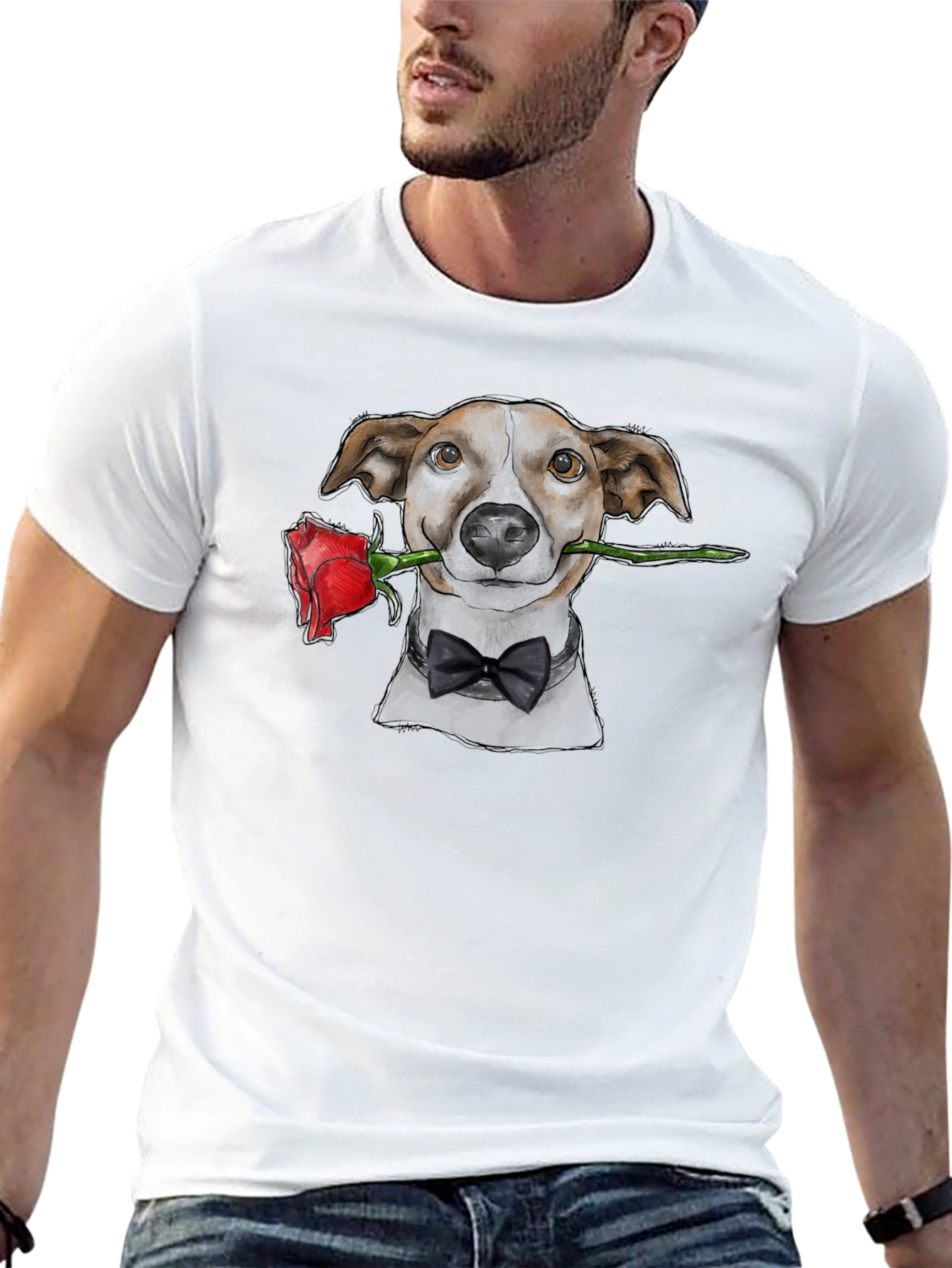 Dog with Rose T-Shirt - Dapper Pet Tee